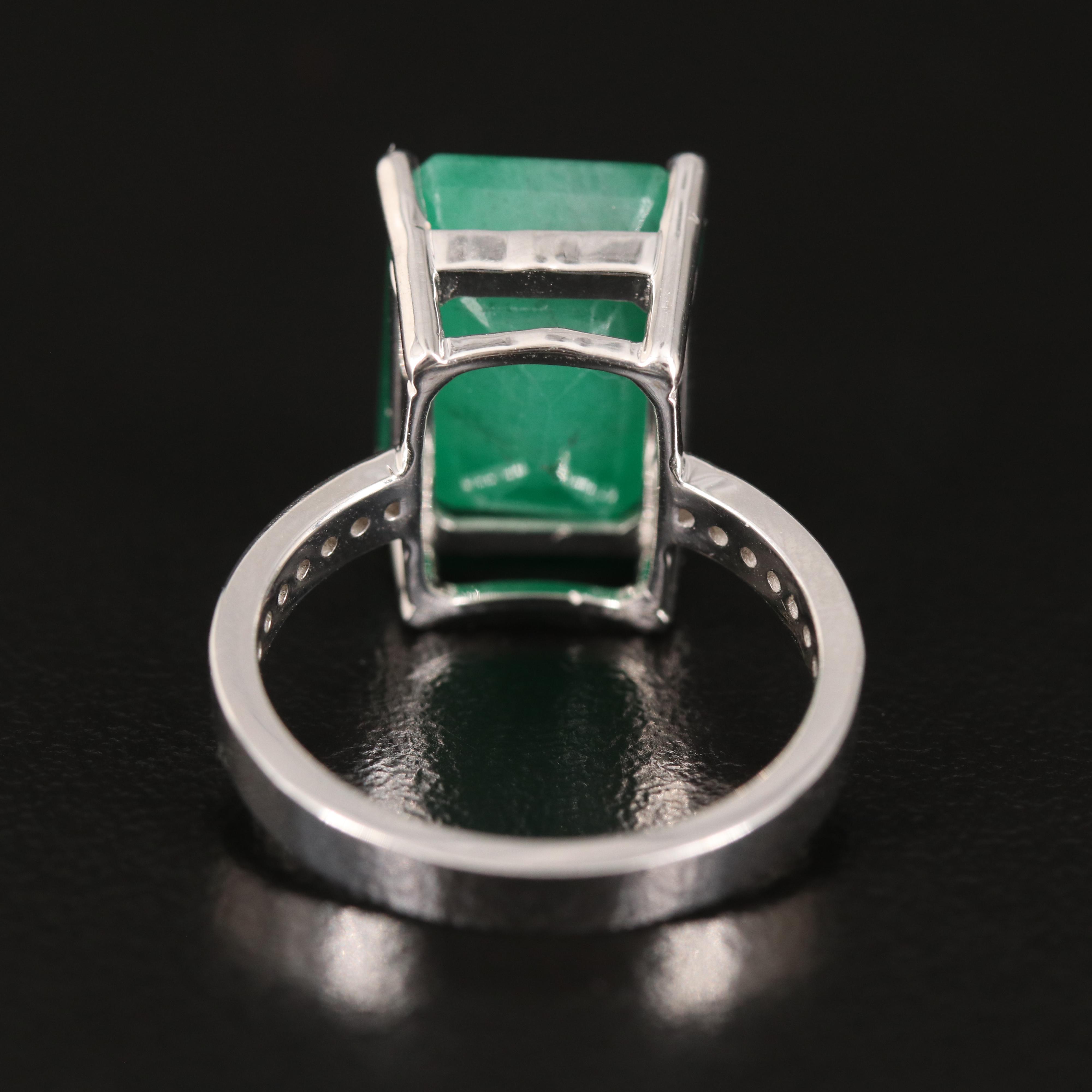 14K 7.58 CT Emerald and Diamond Ring