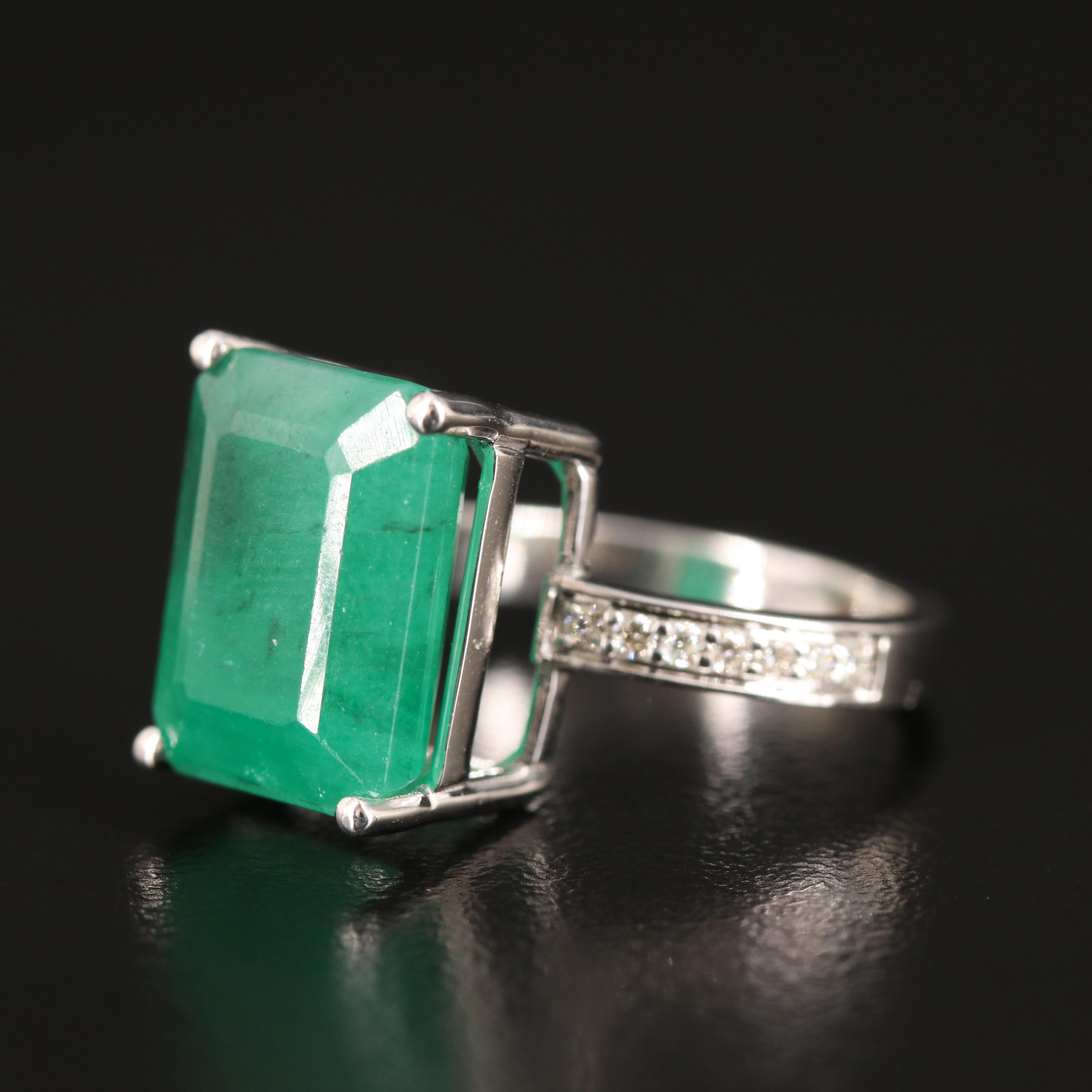 14K 7.58 CT Emerald and Diamond Ring