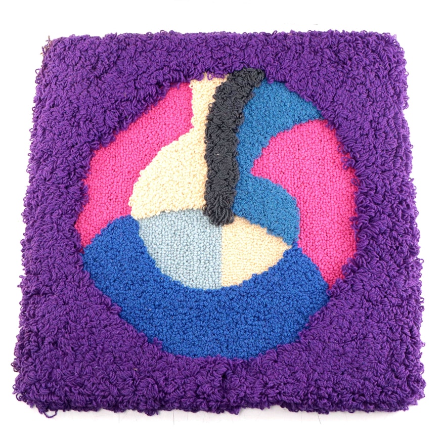 Harry Hilson Abstract Hooked Wool Wall Hanging, 1976