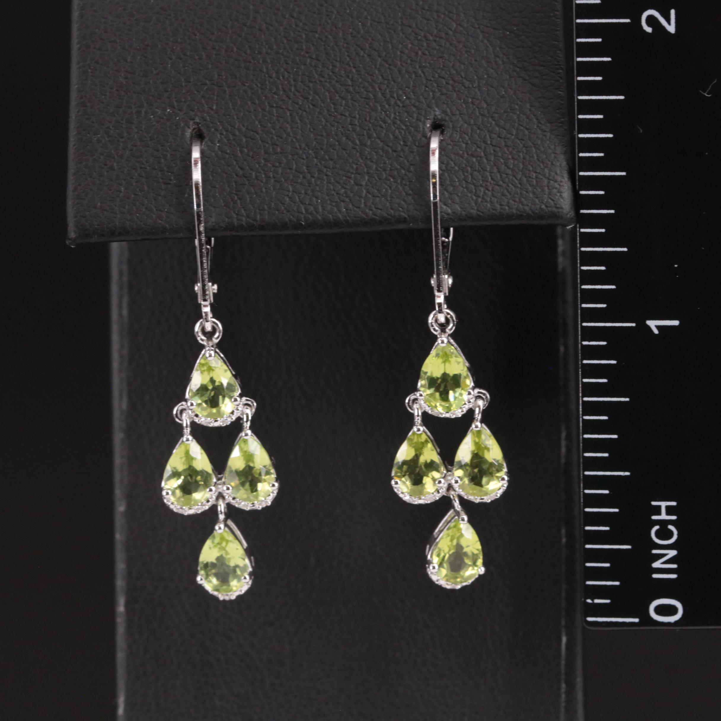 Sterling Peridot and Diamond Earrings