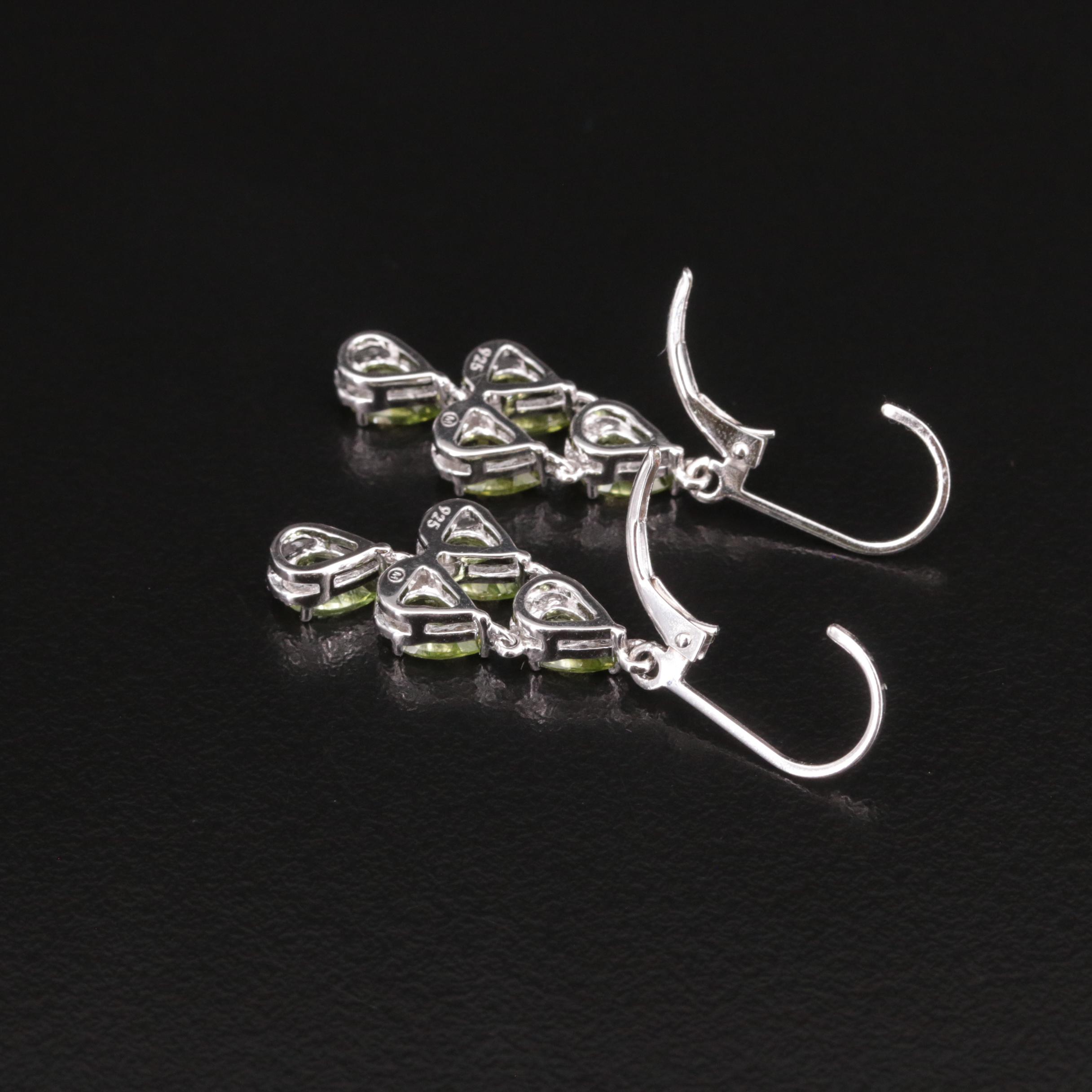 Sterling Peridot and Diamond Earrings