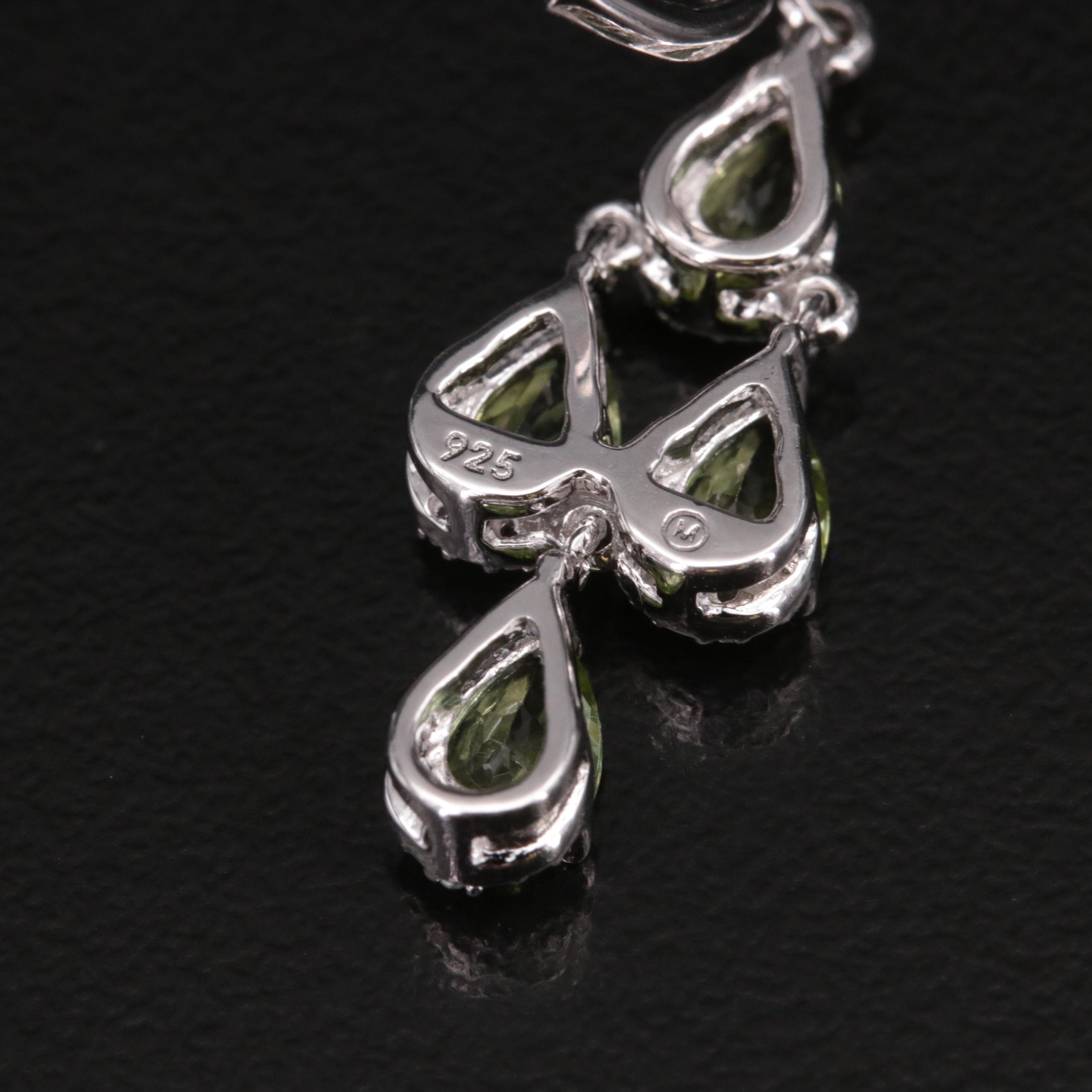 Sterling Peridot and Diamond Earrings