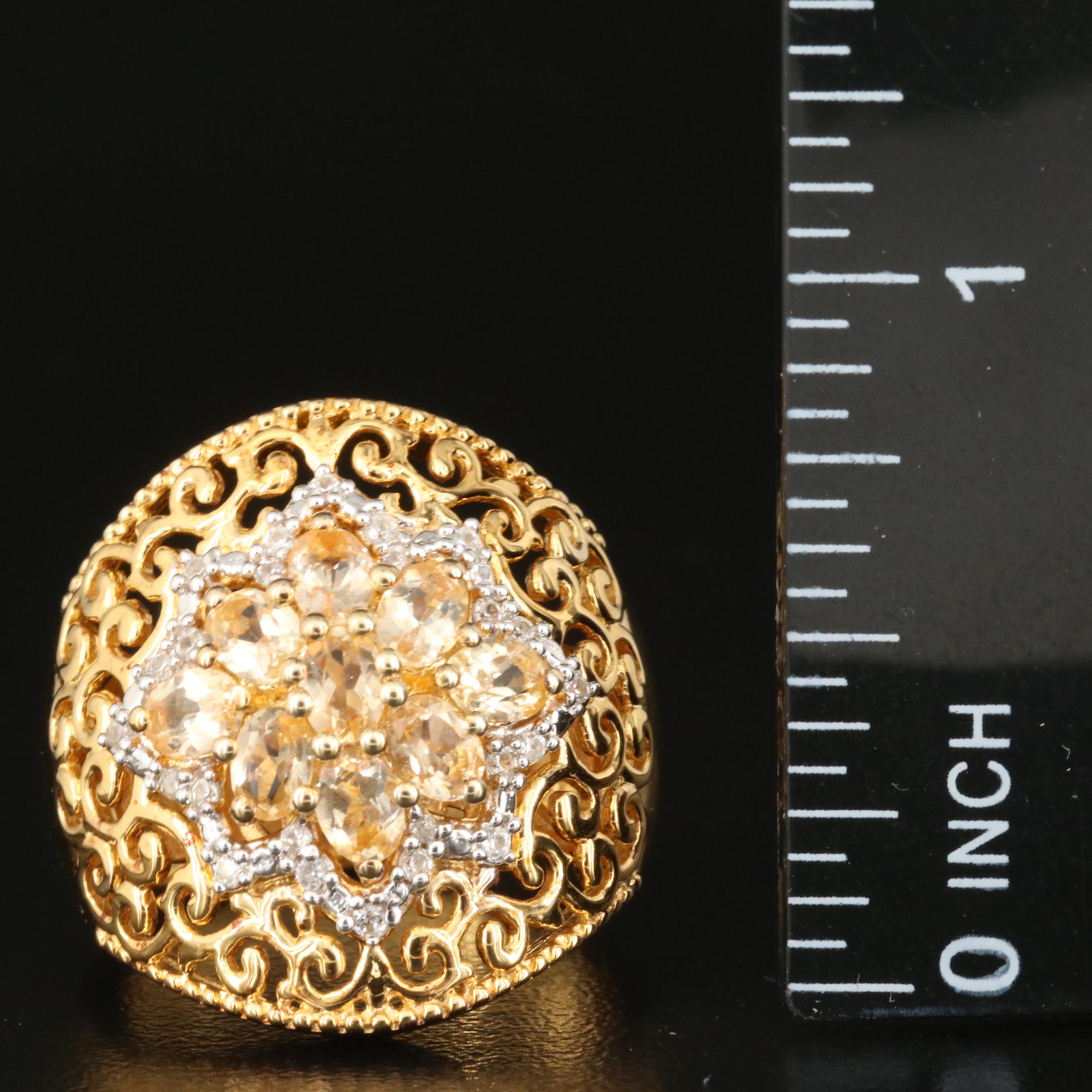 Sterling Topaz and White Zircon Ring