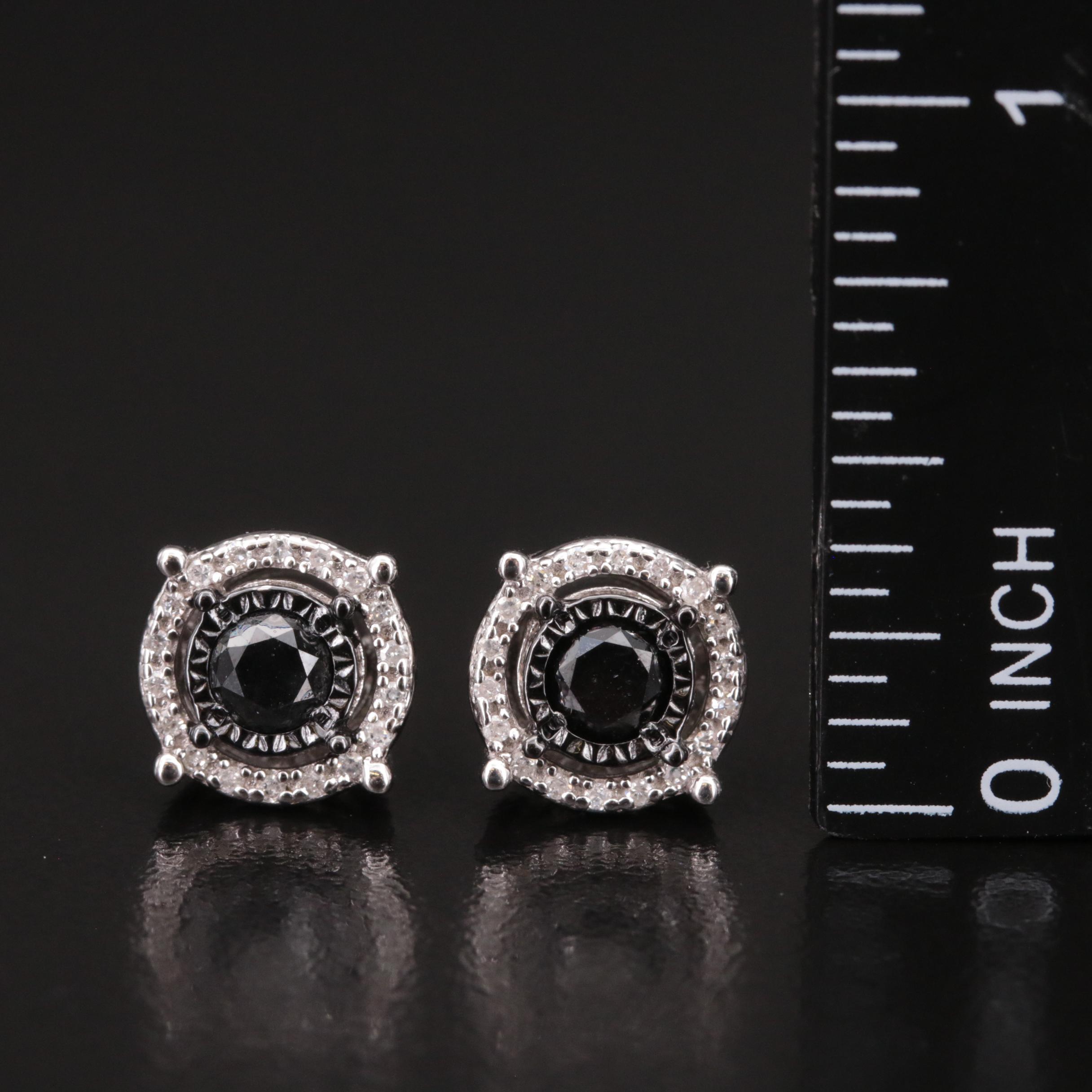 Sterling Diamond Stud Earrings