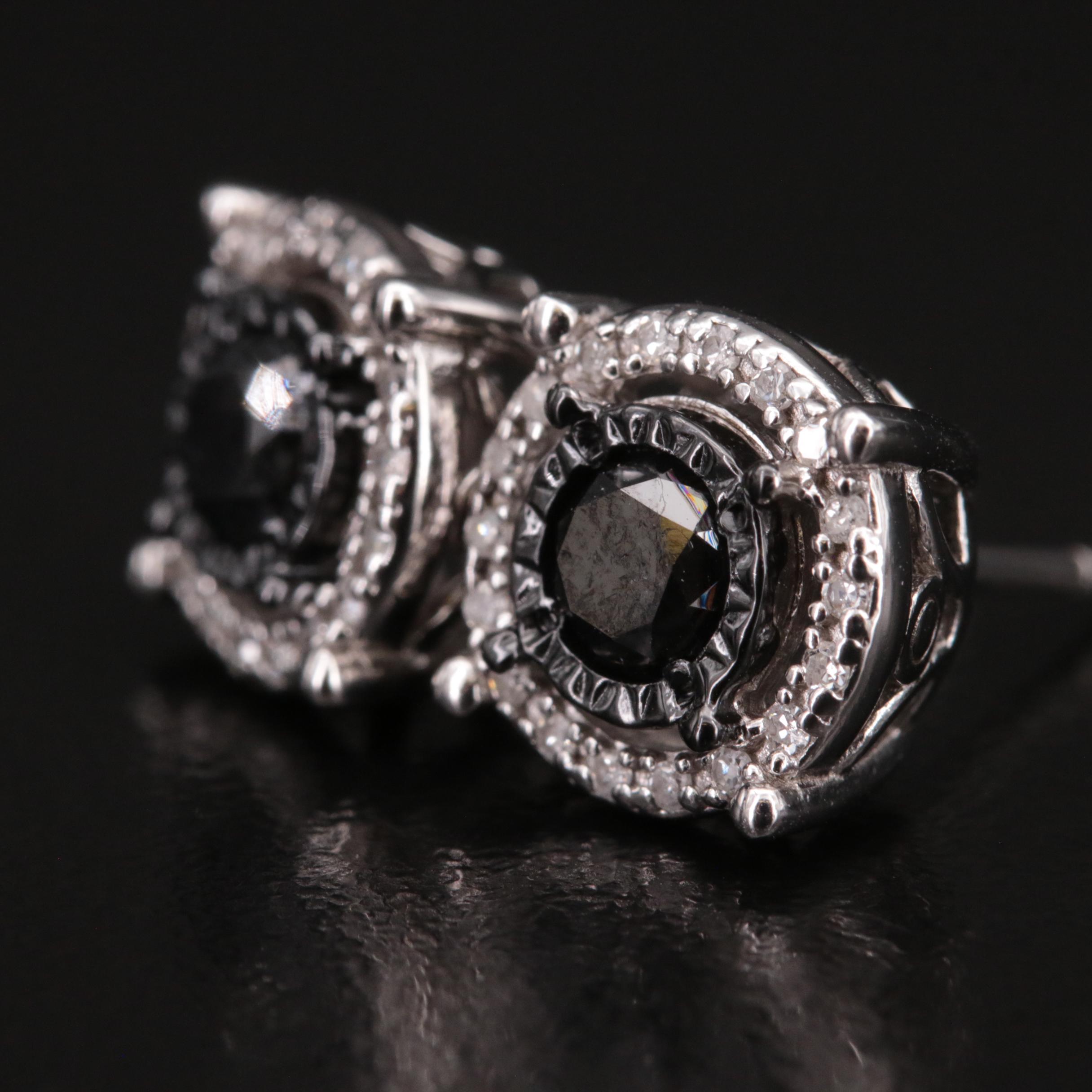 Sterling Diamond Stud Earrings