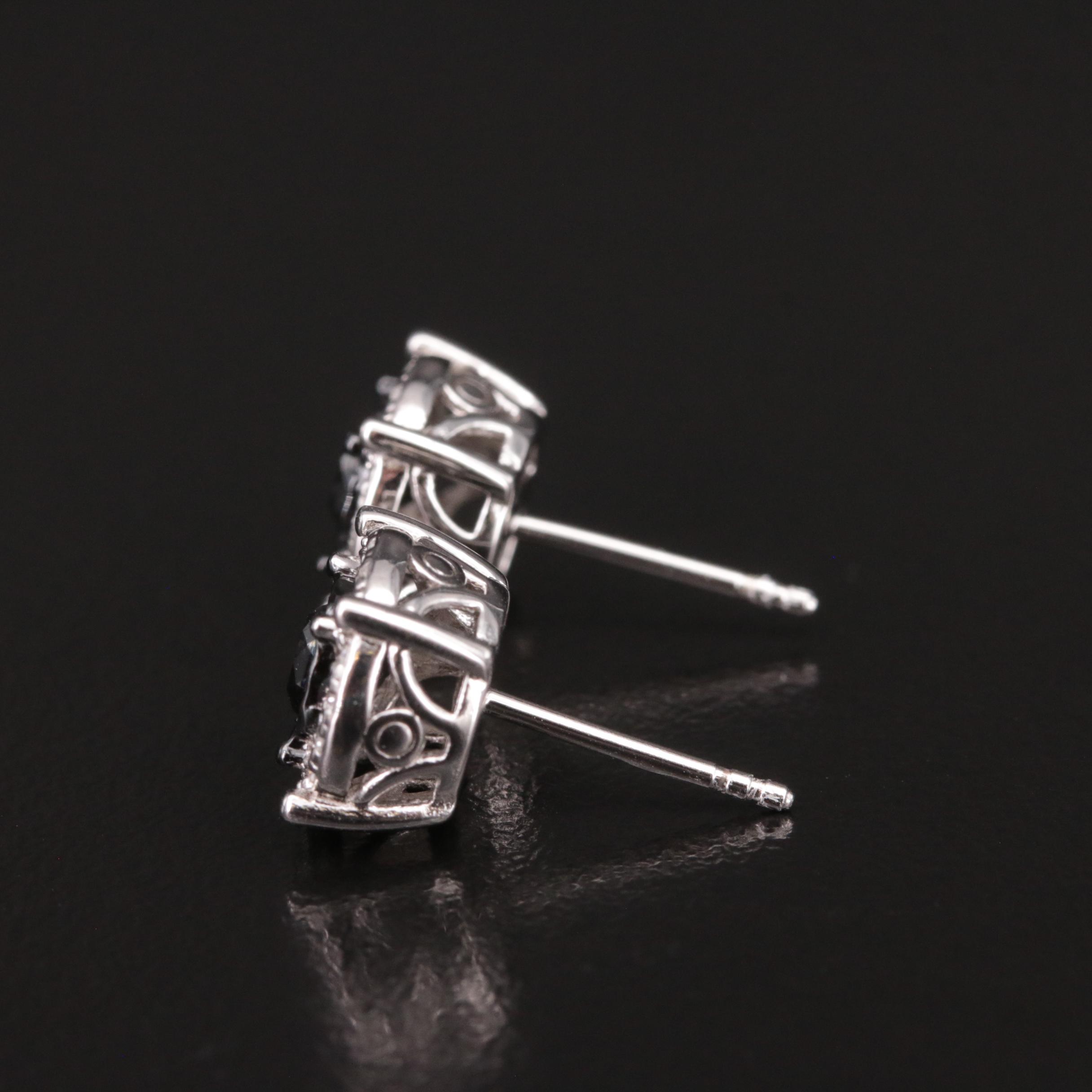 Sterling Diamond Stud Earrings