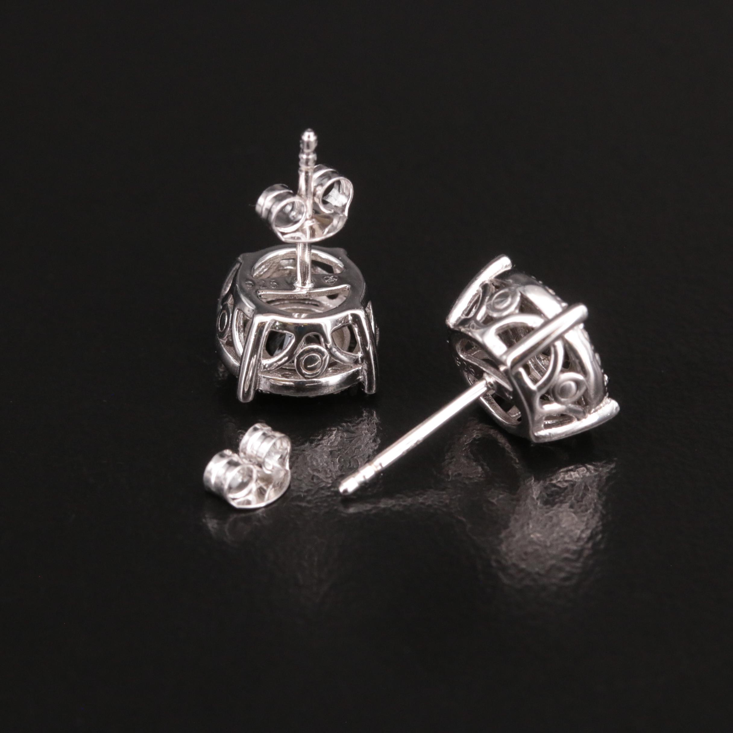 Sterling Diamond Stud Earrings