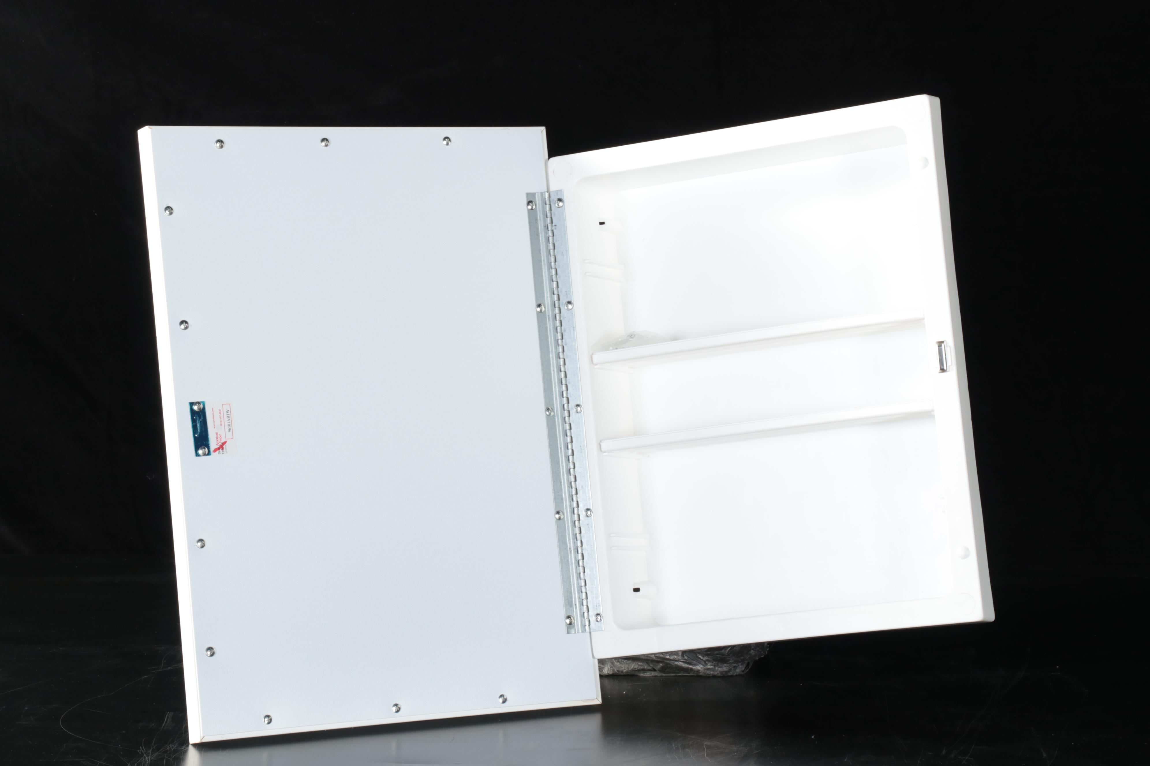 Recessed Mount Mirrored Medicine Cabinet with White Finished Wood Frame