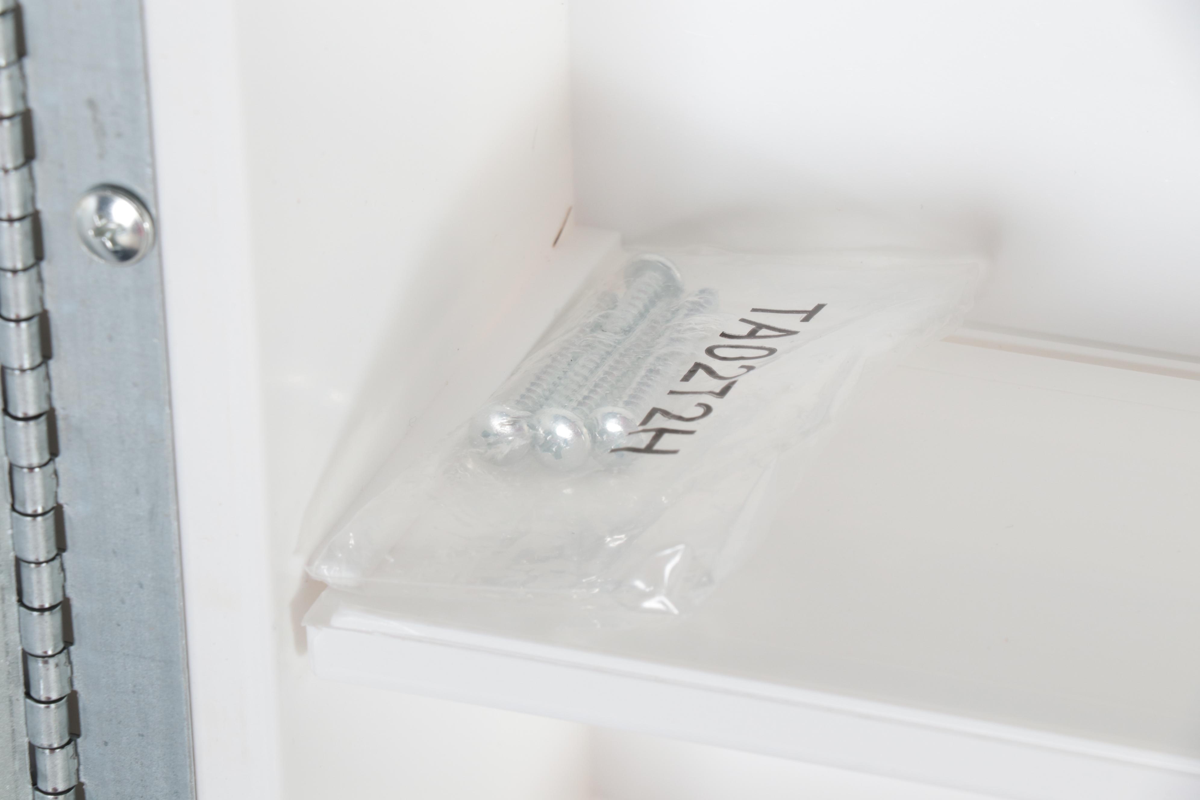 Recessed Mount Mirrored Medicine Cabinet with White Finished Wood Frame