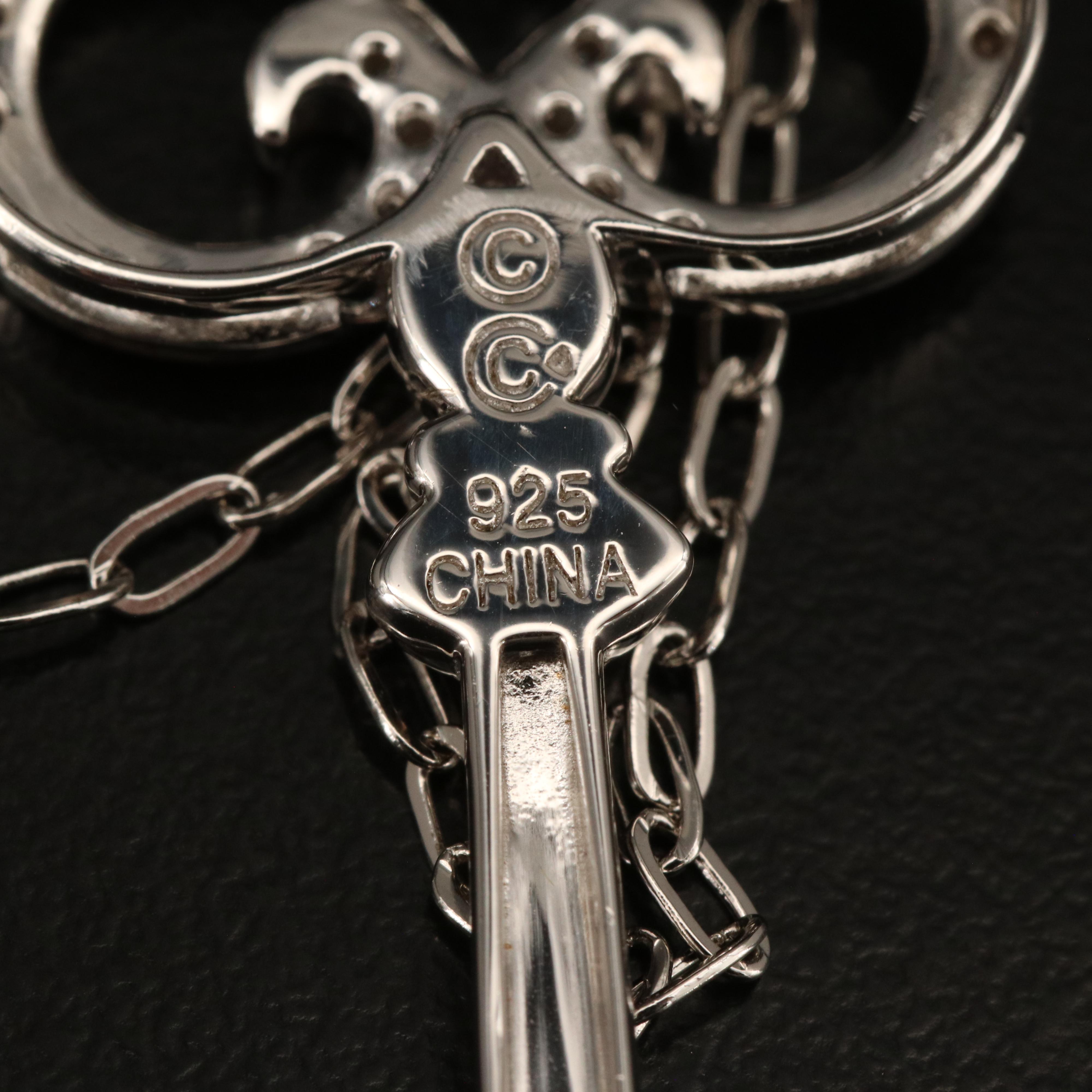 Sterling Diamond Key Pendant Necklace