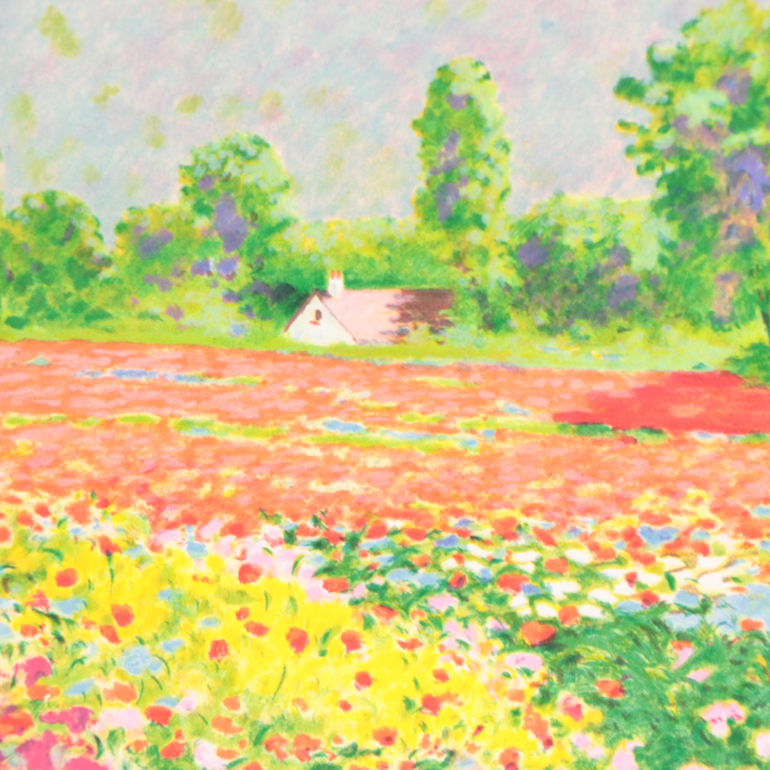 Claude Cambour Lithograph "Early Evening on the Field Poppies"