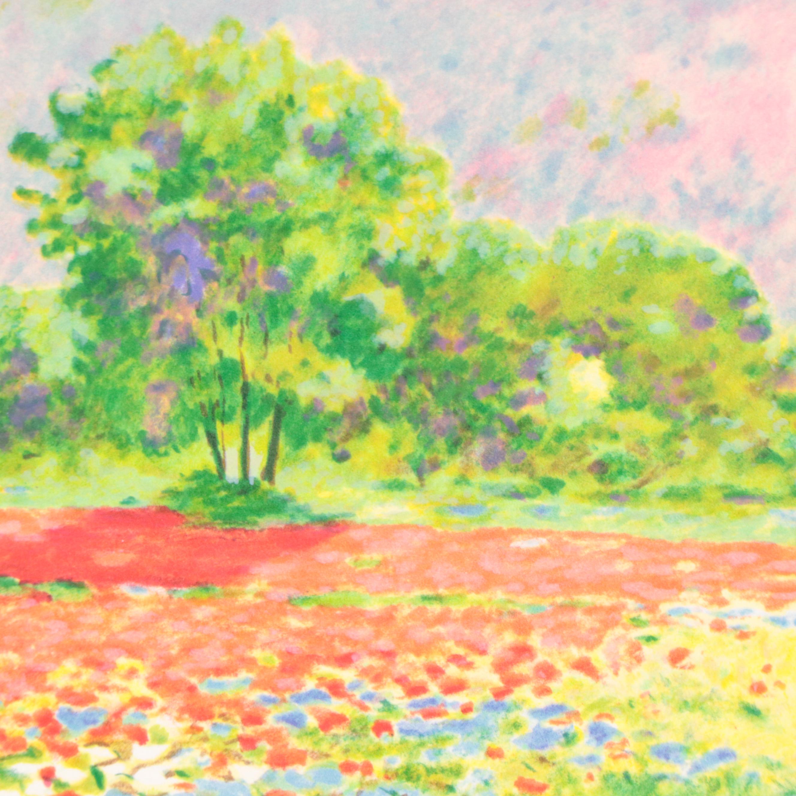 Claude Cambour Lithograph "Early Evening on the Field Poppies"