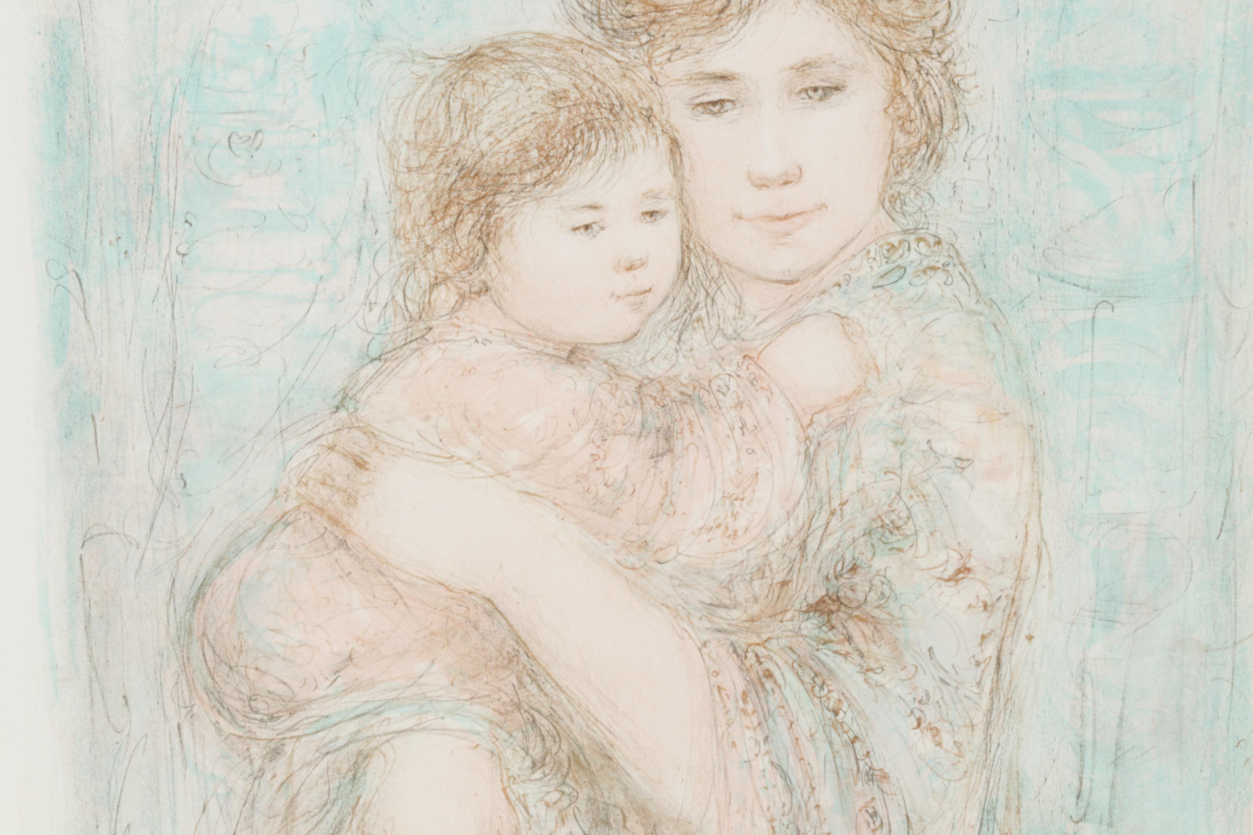 Edna Hibel Color Lithograph of Mother Holding Child, Circa 2000