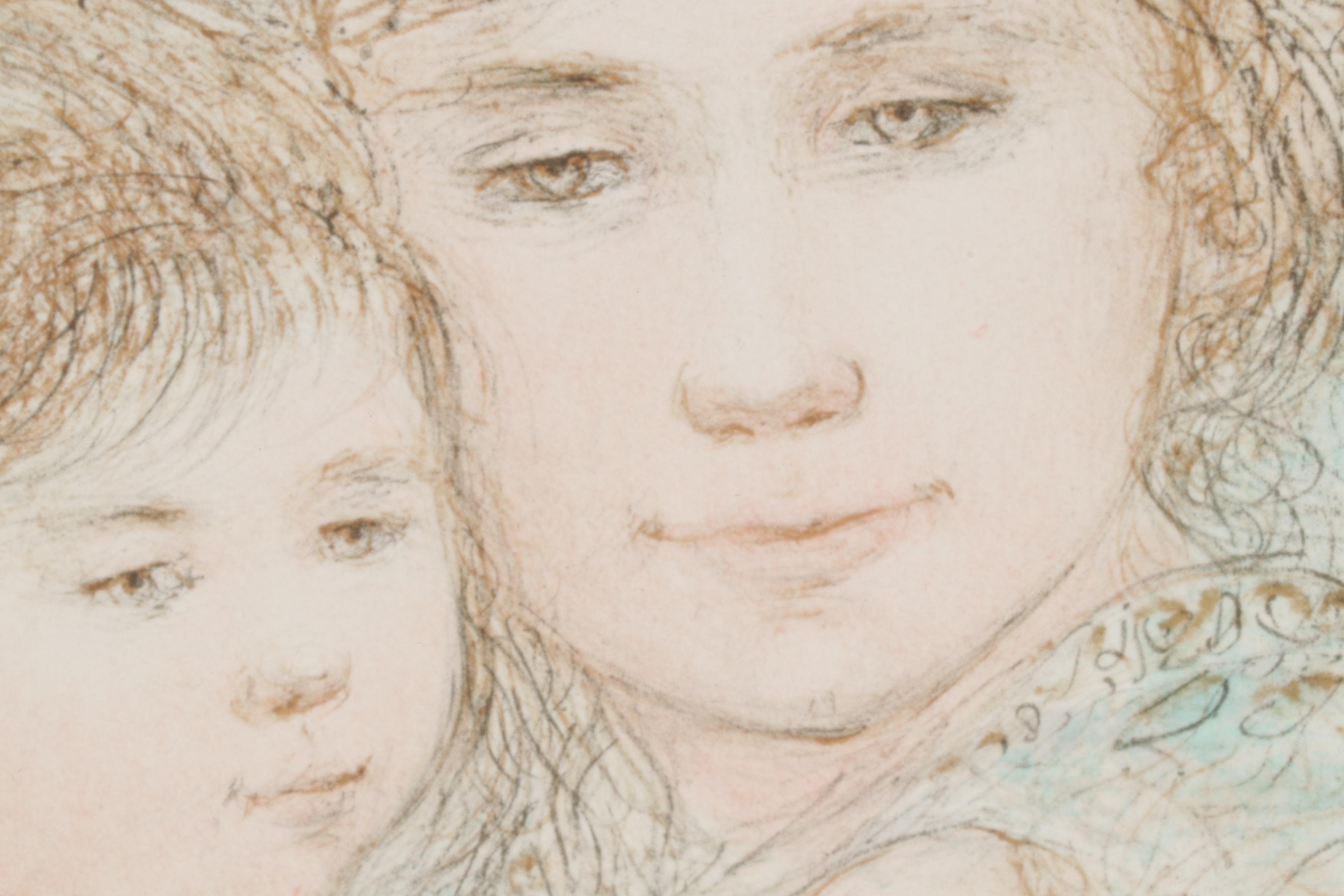 Edna Hibel Color Lithograph of Mother Holding Child, Circa 2000