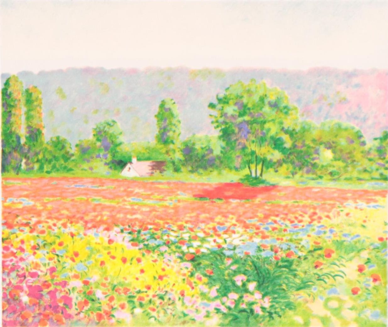 Claude Cambour Lithograph "Early Evening on the Field Poppies"