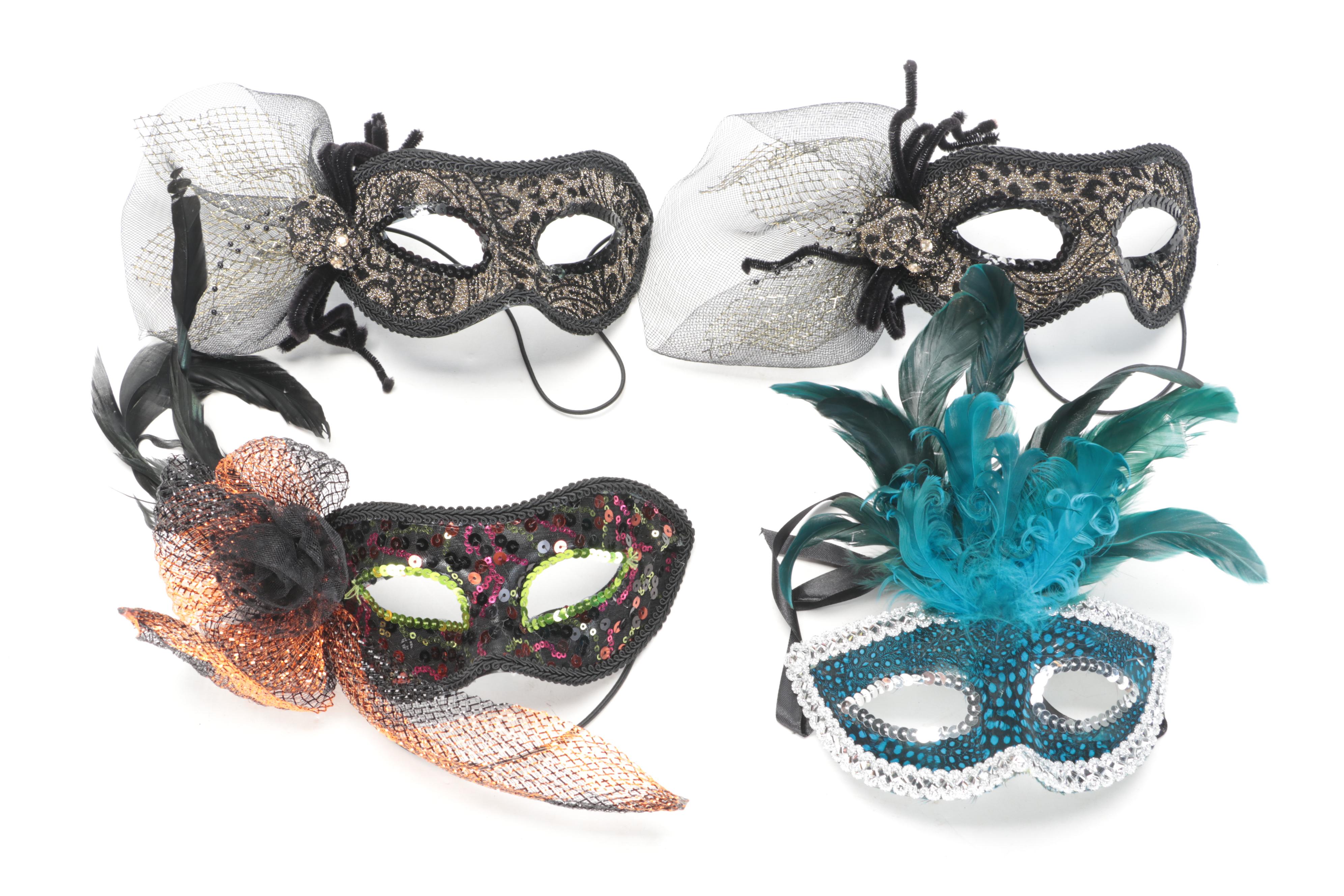 Masquerade Masks with Decorative Plush Pumpkins, Headbands, More Halloween Decor