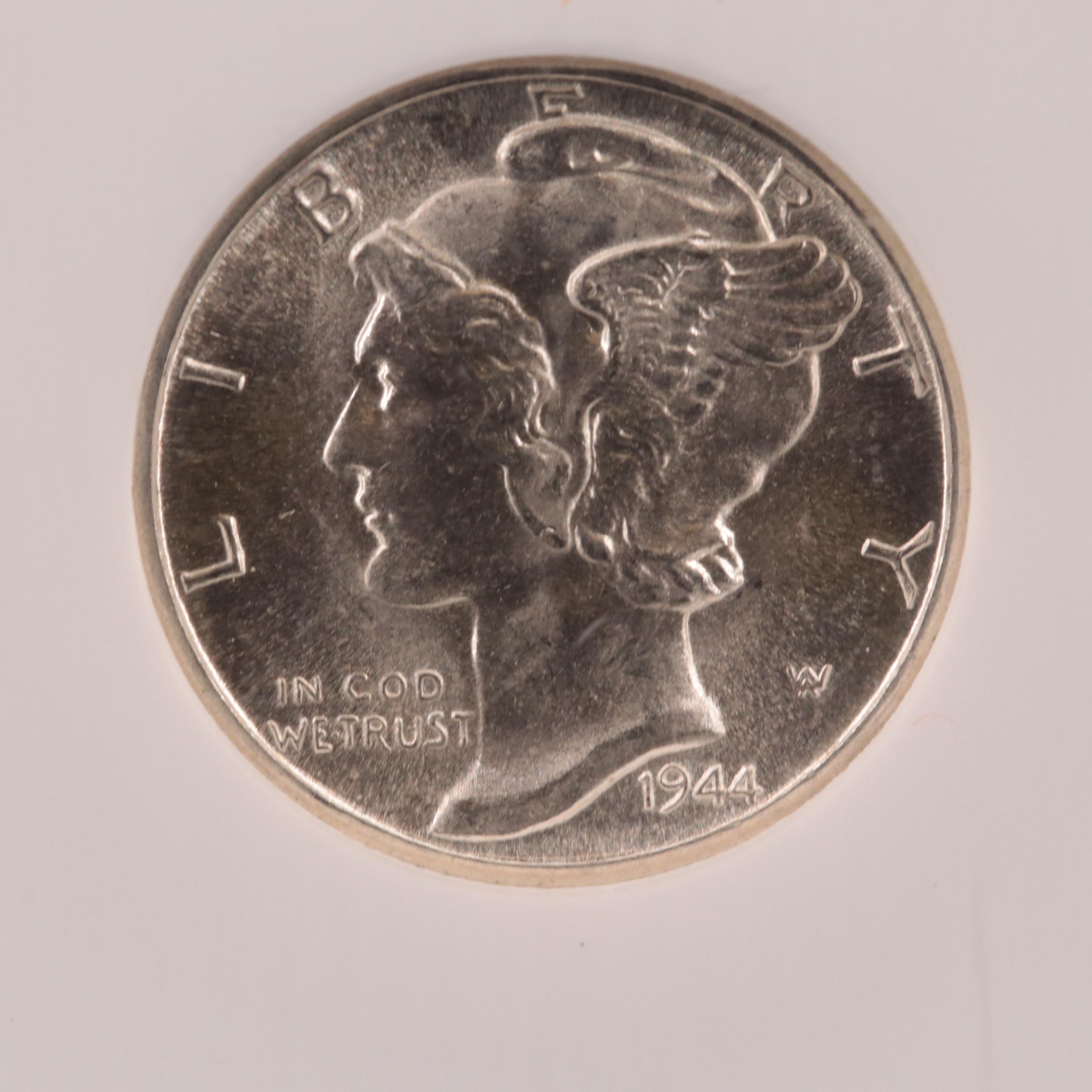 NGC Graded MS67 1944-D Mercury Silver Dime