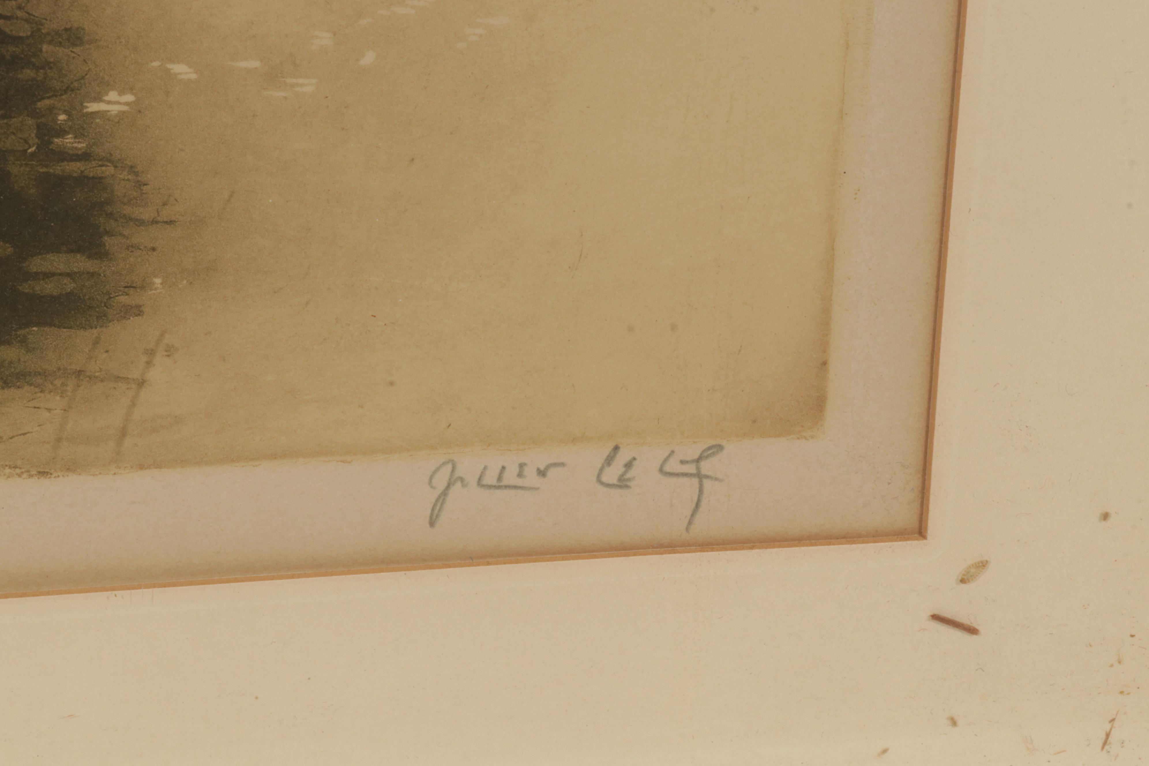 Julien Leif Color Etching of European City Canal Scene, Circa 1930