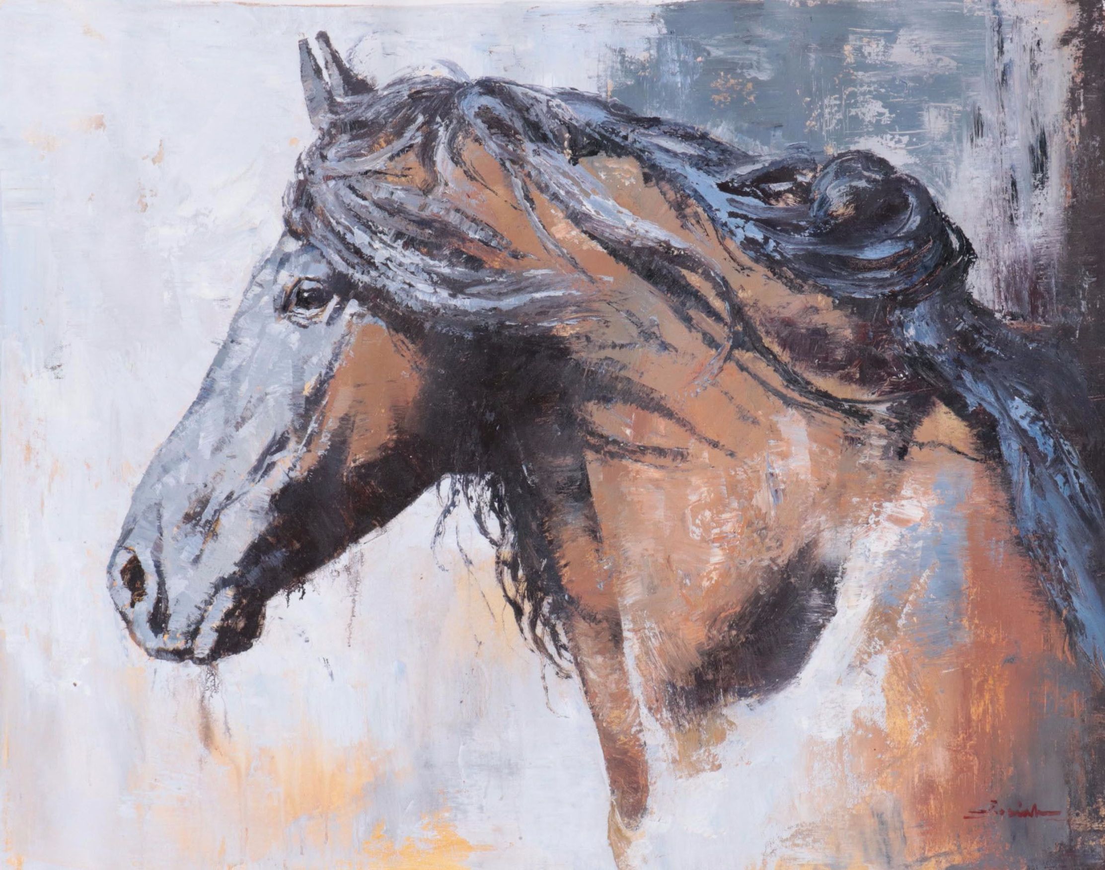 Josiah Oil Painting of Horse, 21st Century