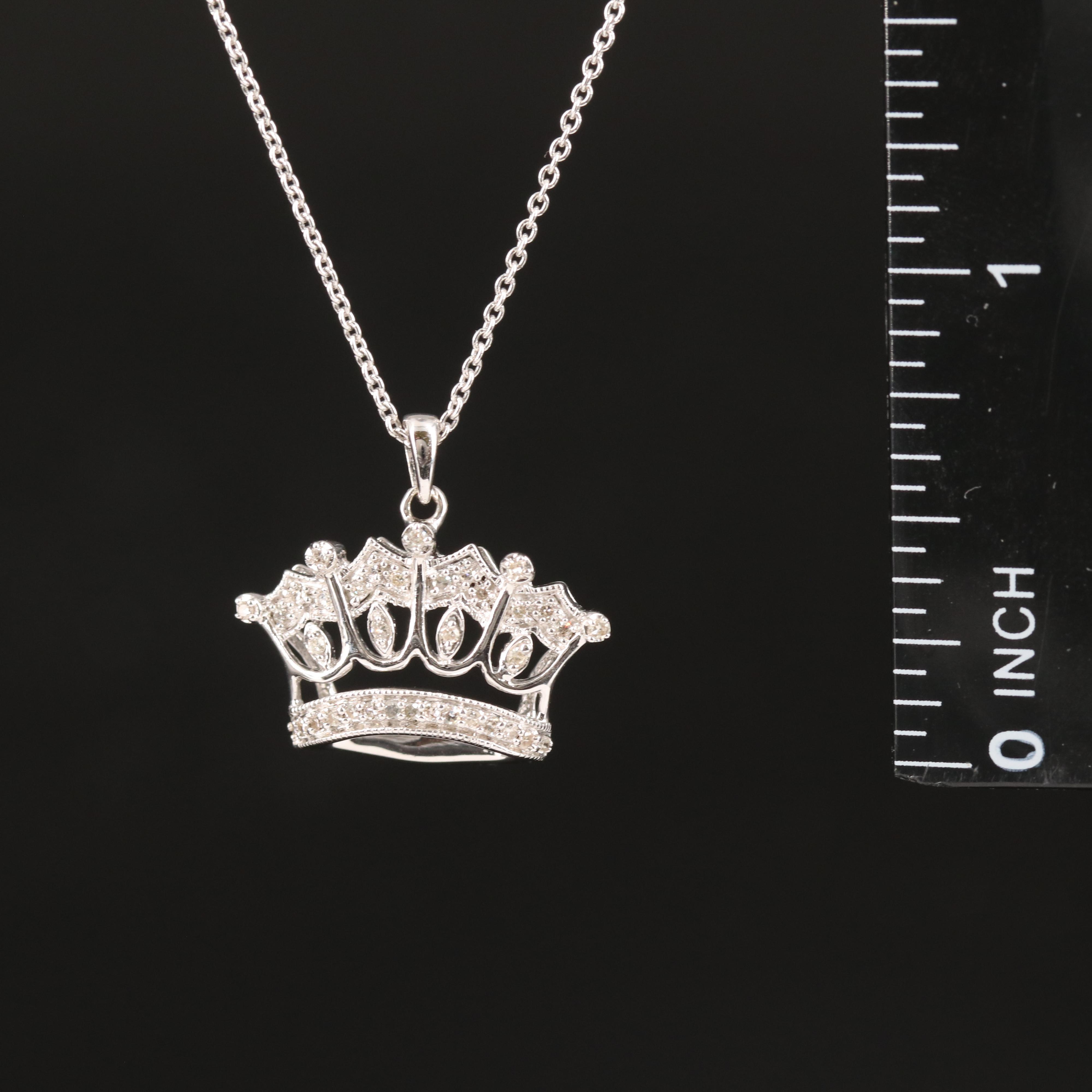Diamond Crown Pendant Necklace in Sterling