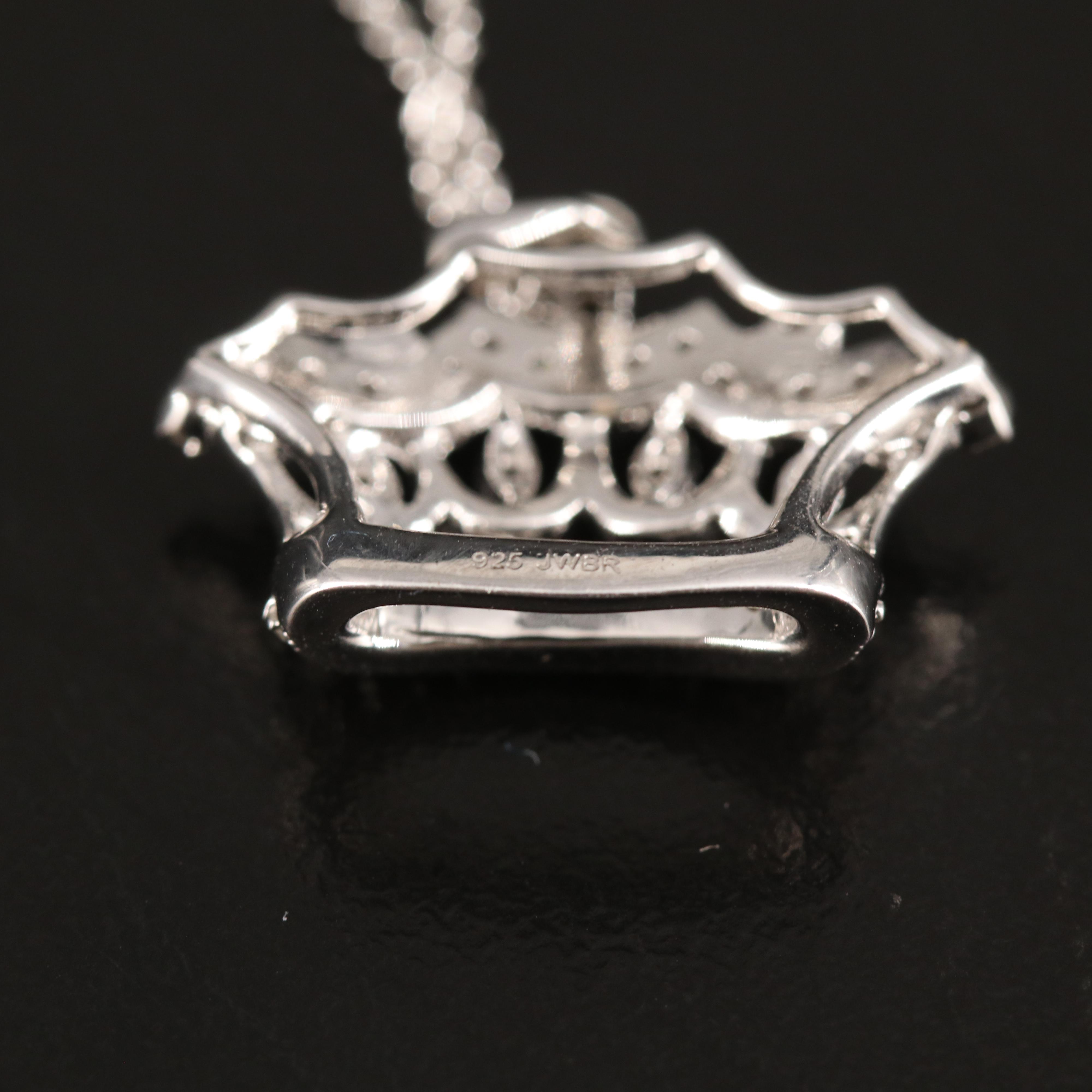Diamond Crown Pendant Necklace in Sterling