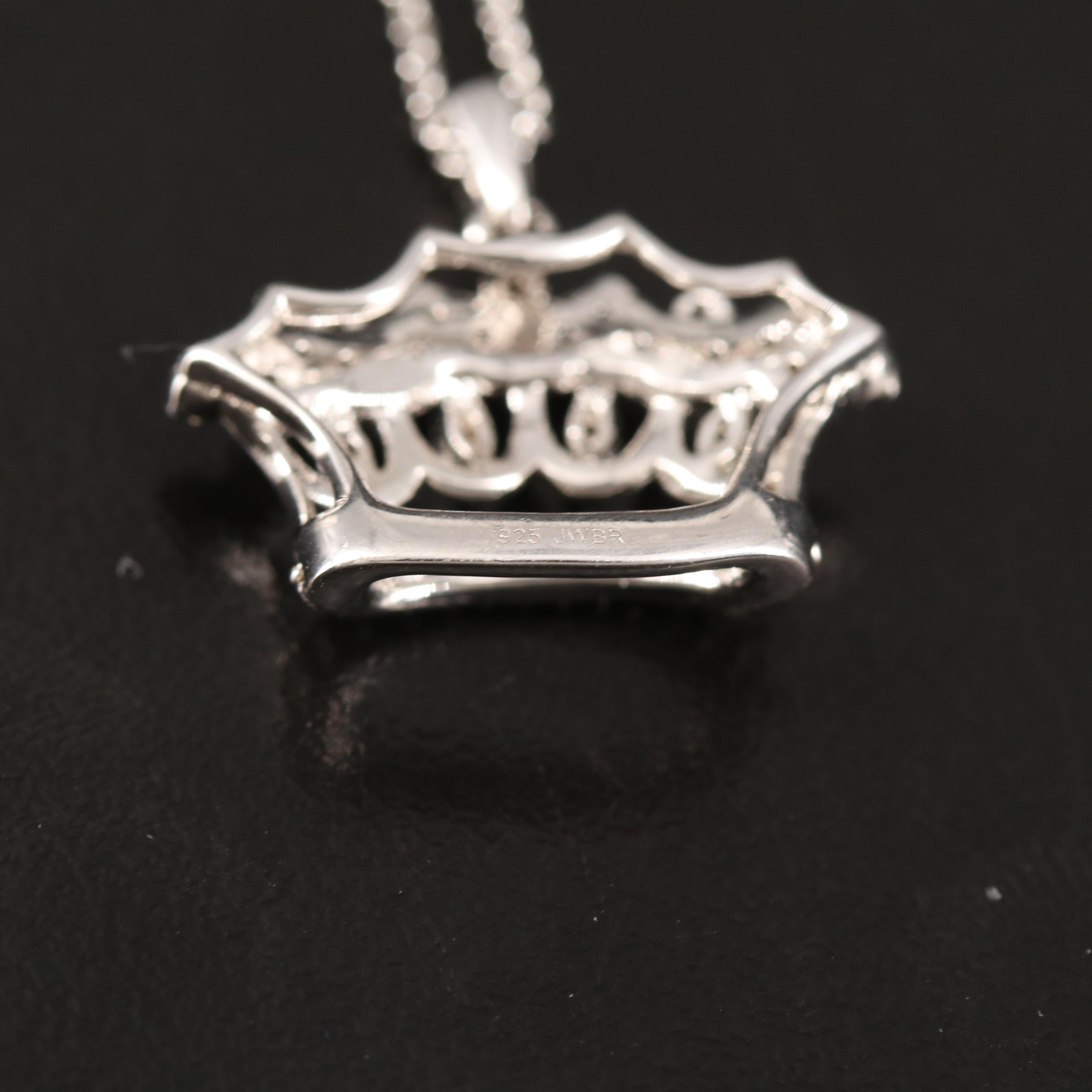 Diamond Crown Pendant Necklace in Sterling