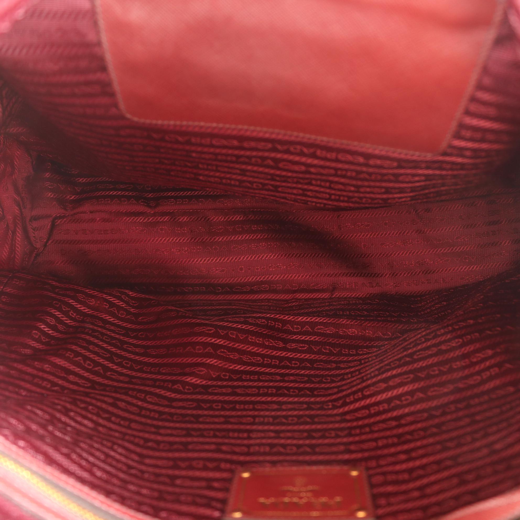 Prada Tall Zip Tote in Bordeaux Saffiano Leather and Nylon Gabardine w/Strap