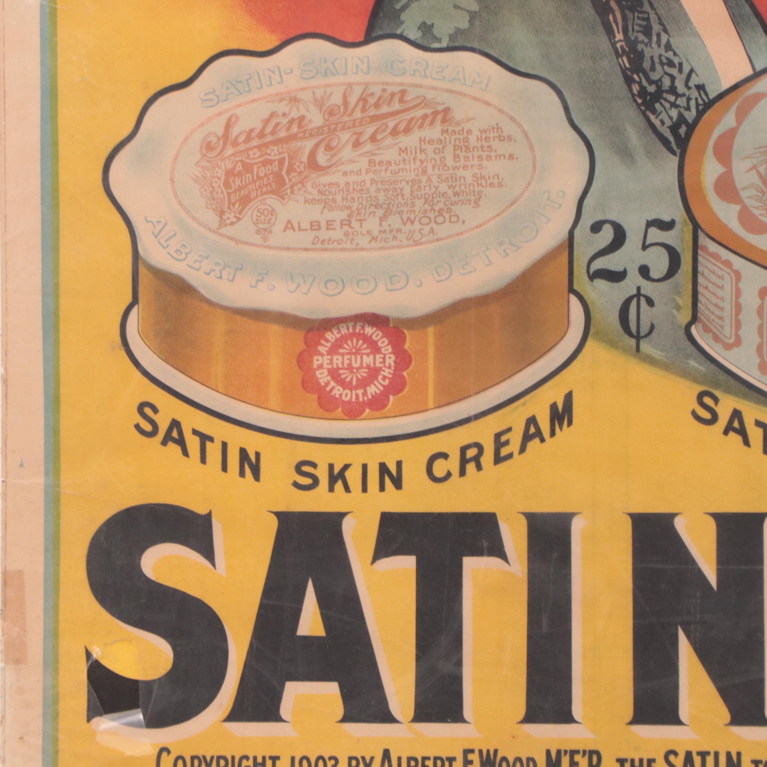 Satin Toilet Specialties Advertisement Poster for Satin Skin Cosmetics, 1903