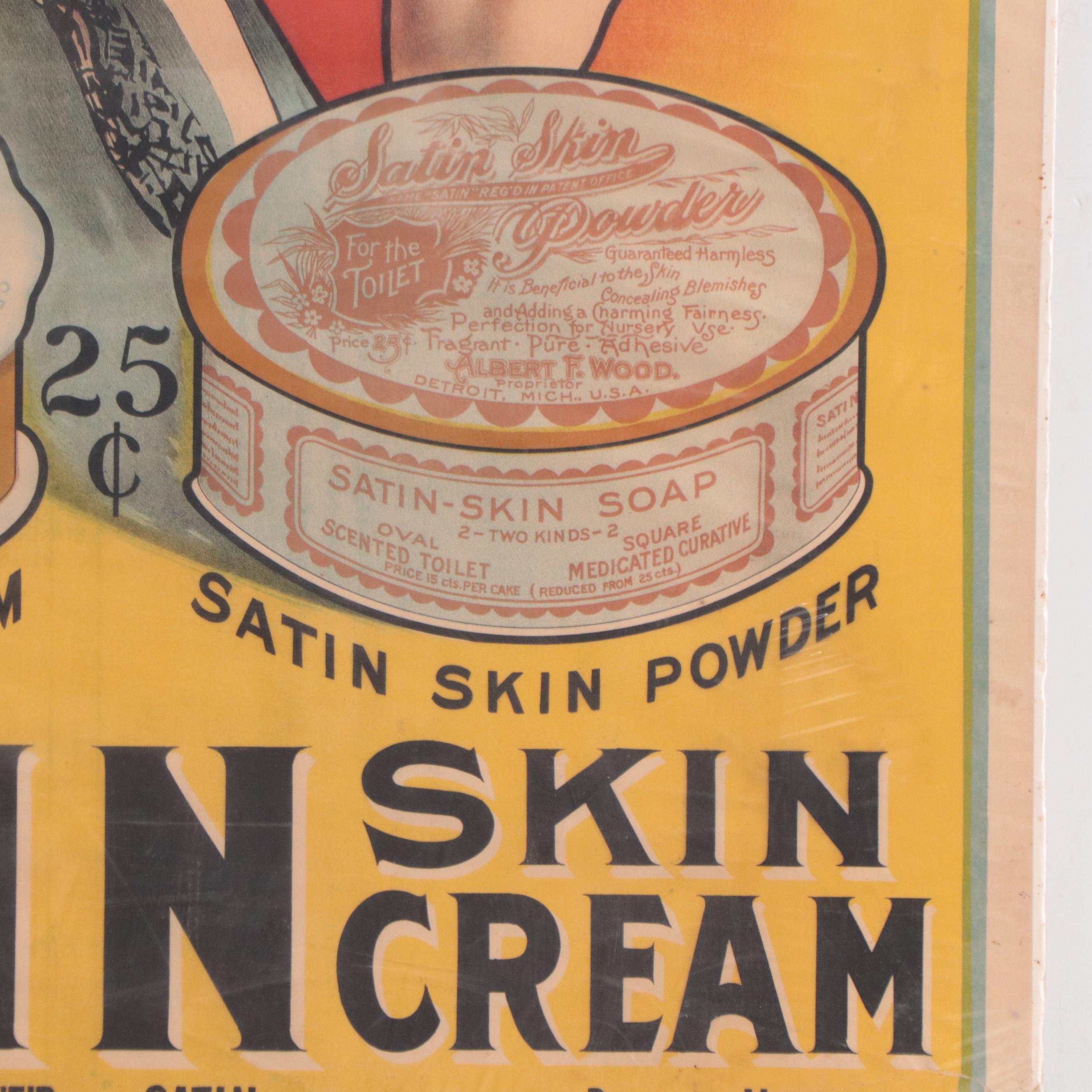 Satin Toilet Specialties Advertisement Poster for Satin Skin Cosmetics, 1903