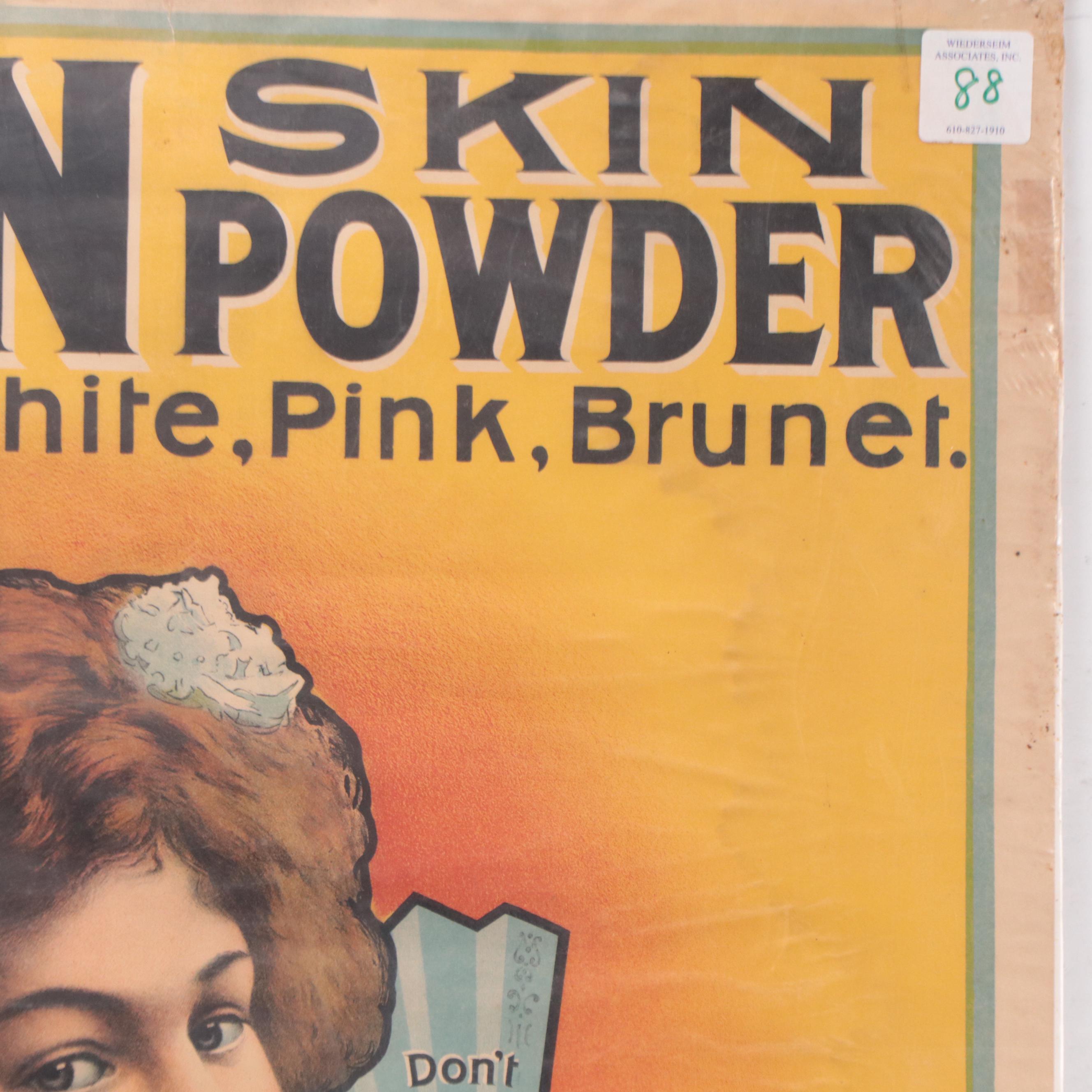 Satin Toilet Specialties Advertisement Poster for Satin Skin Cosmetics, 1903