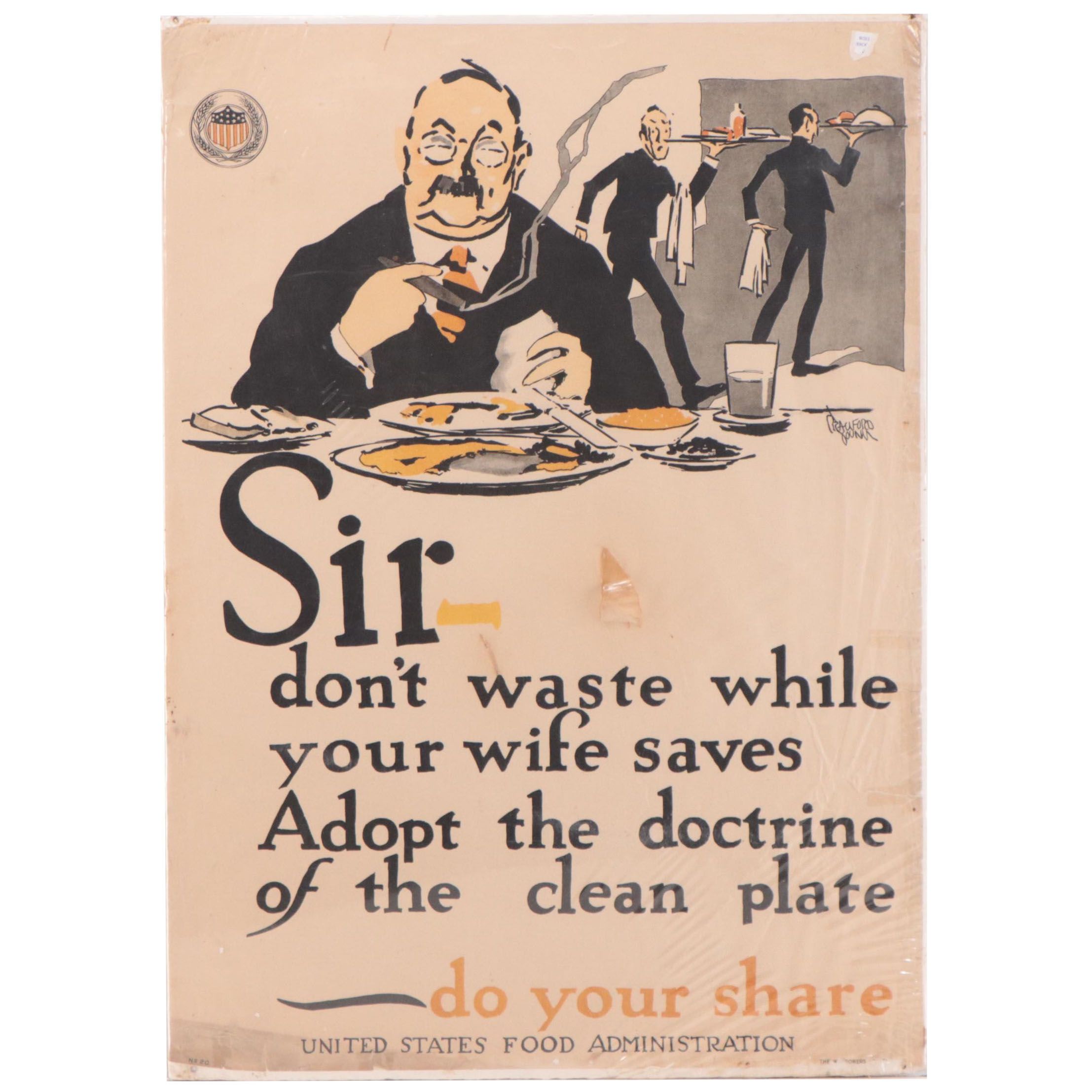 United States Food Administration Promotional WWI Poster, 1917