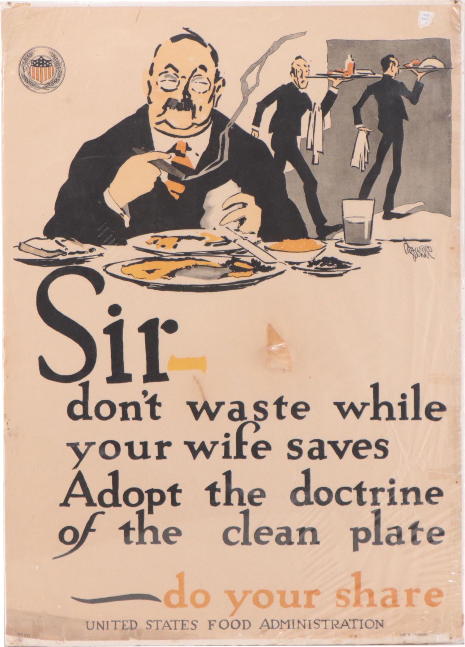 United States Food Administration Promotional WWI Poster, 1917
