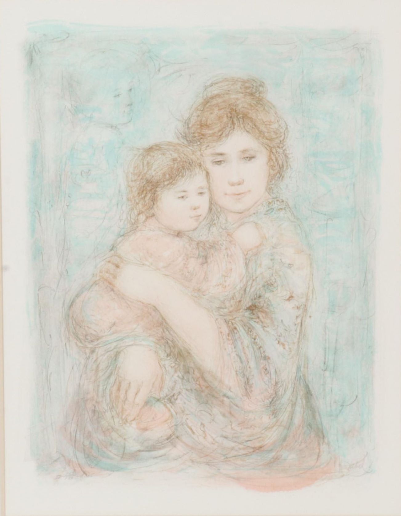 Edna Hibel Color Lithograph of Mother Holding Child, Circa 2000