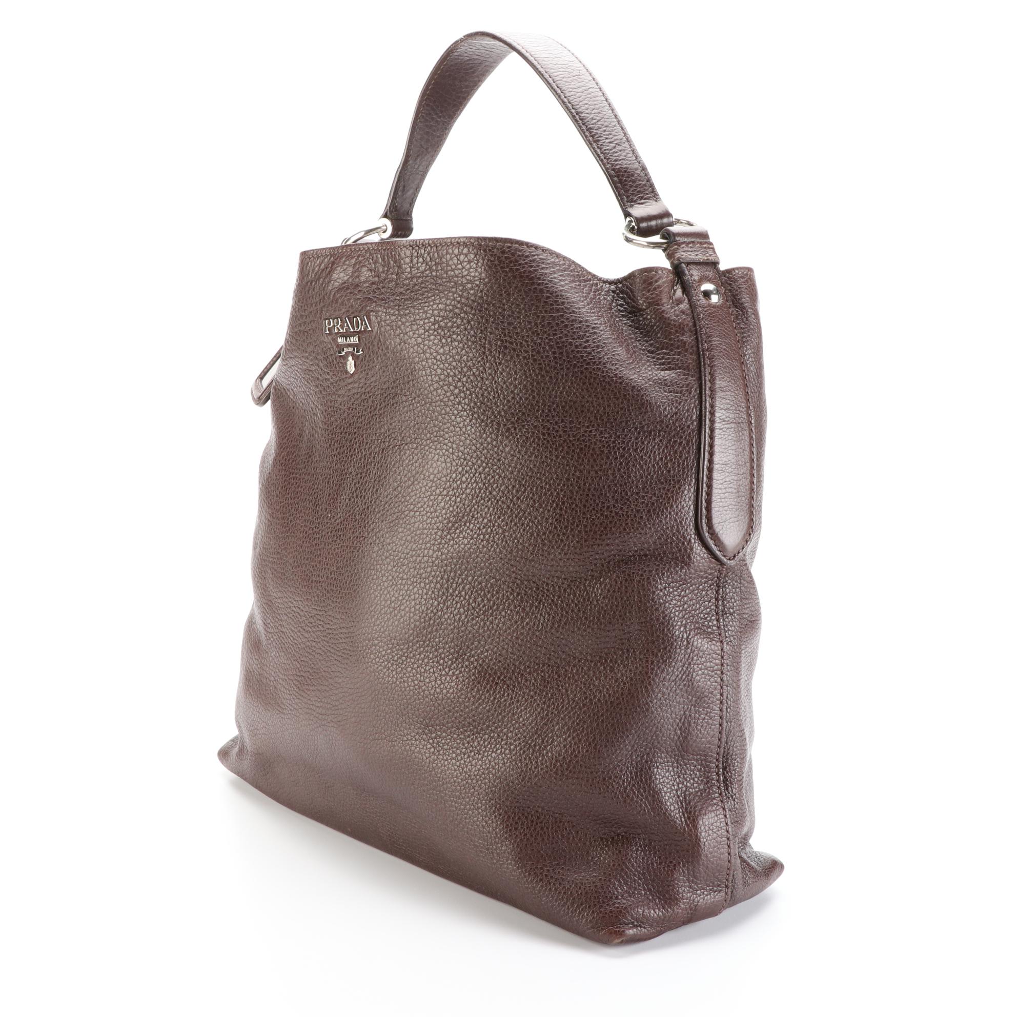 Prada Medium Hobo Bag in Dark Brown Deerskin Leather