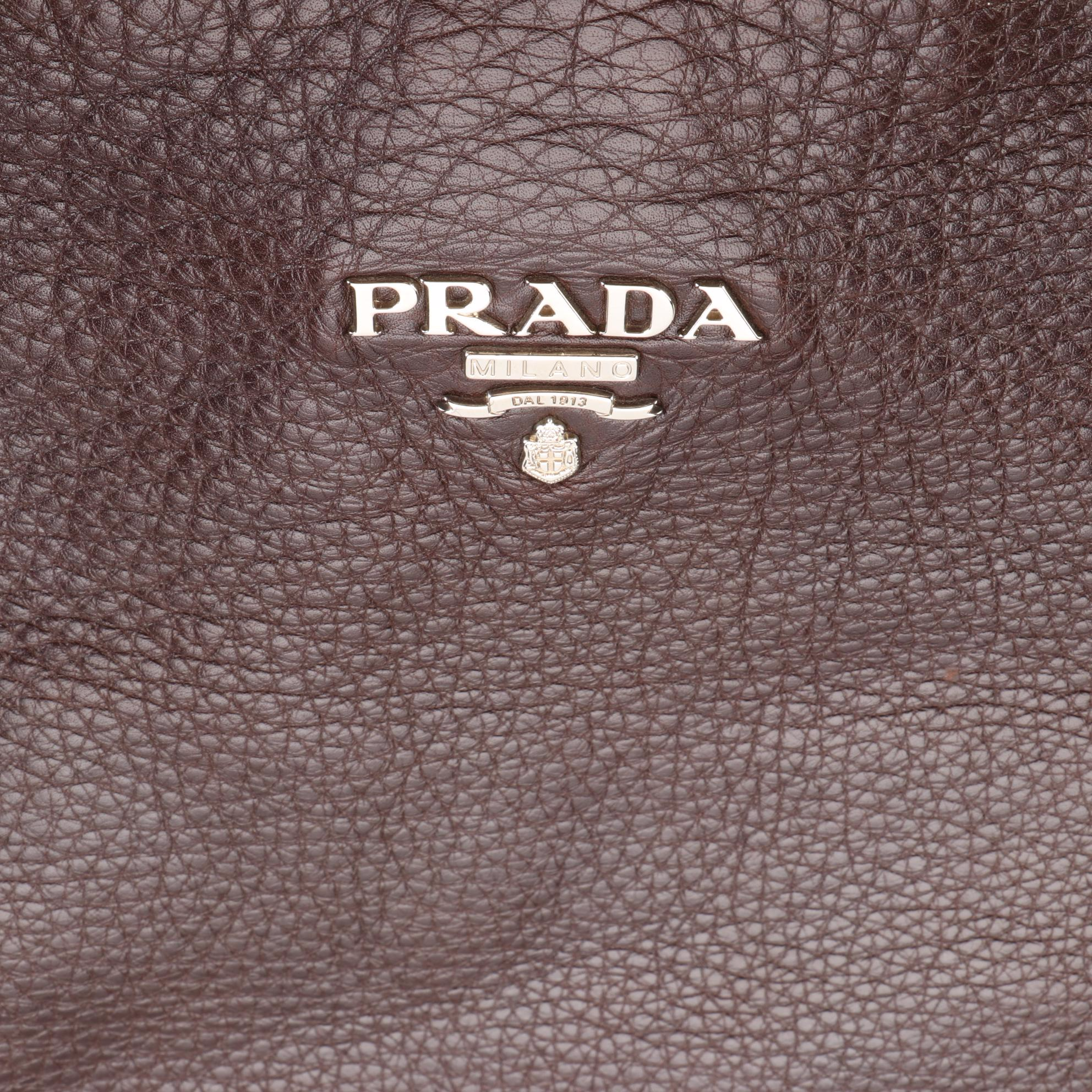 Prada Medium Hobo Bag in Dark Brown Deerskin Leather