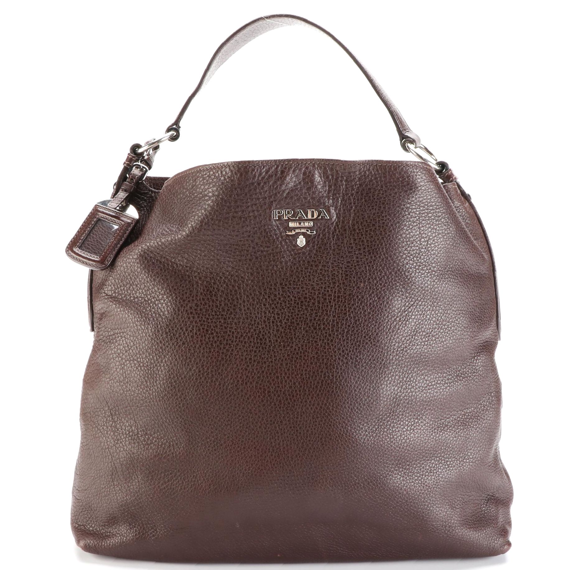Prada Medium Hobo Bag in Dark Brown Deerskin Leather