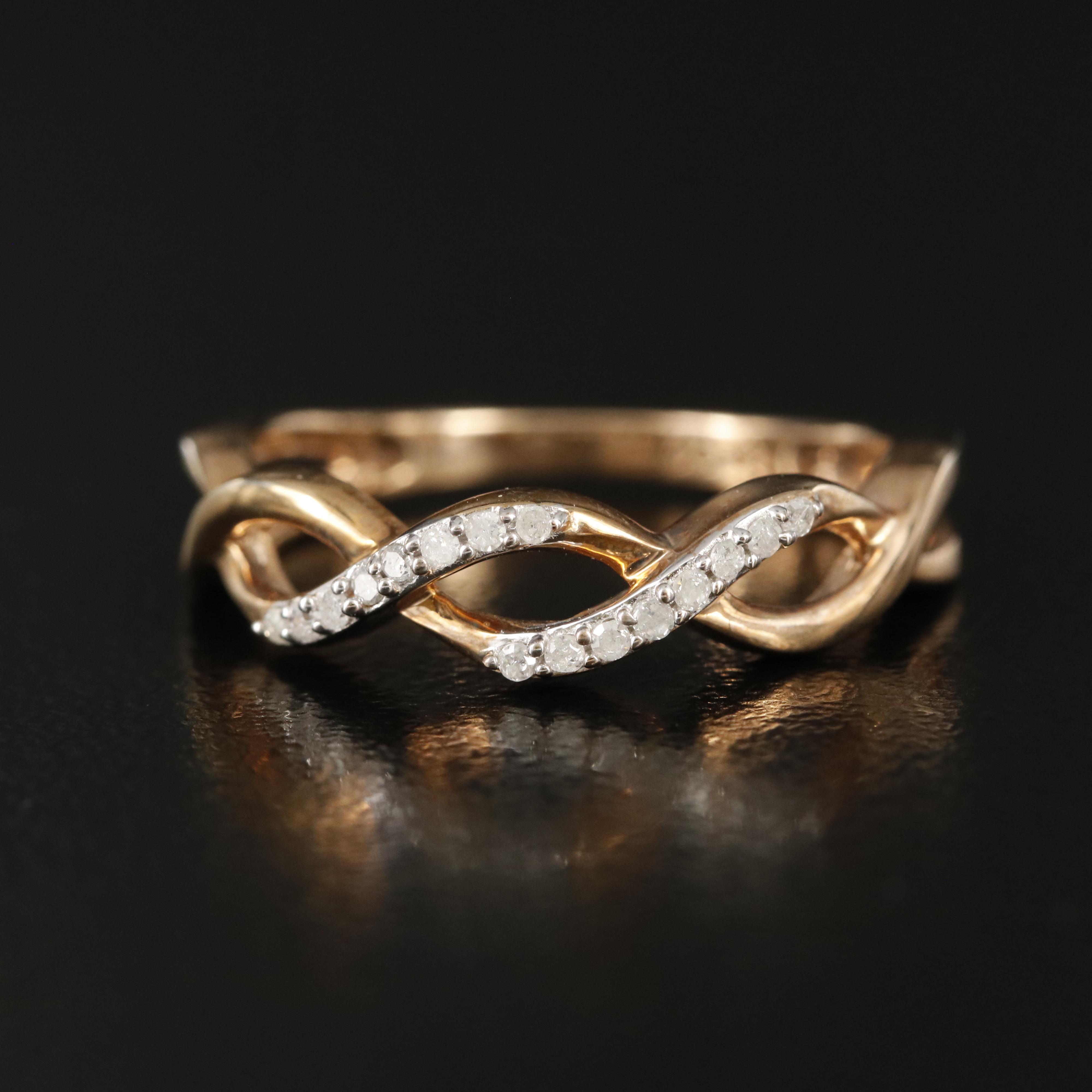 Sterling Diamond Braided Ring