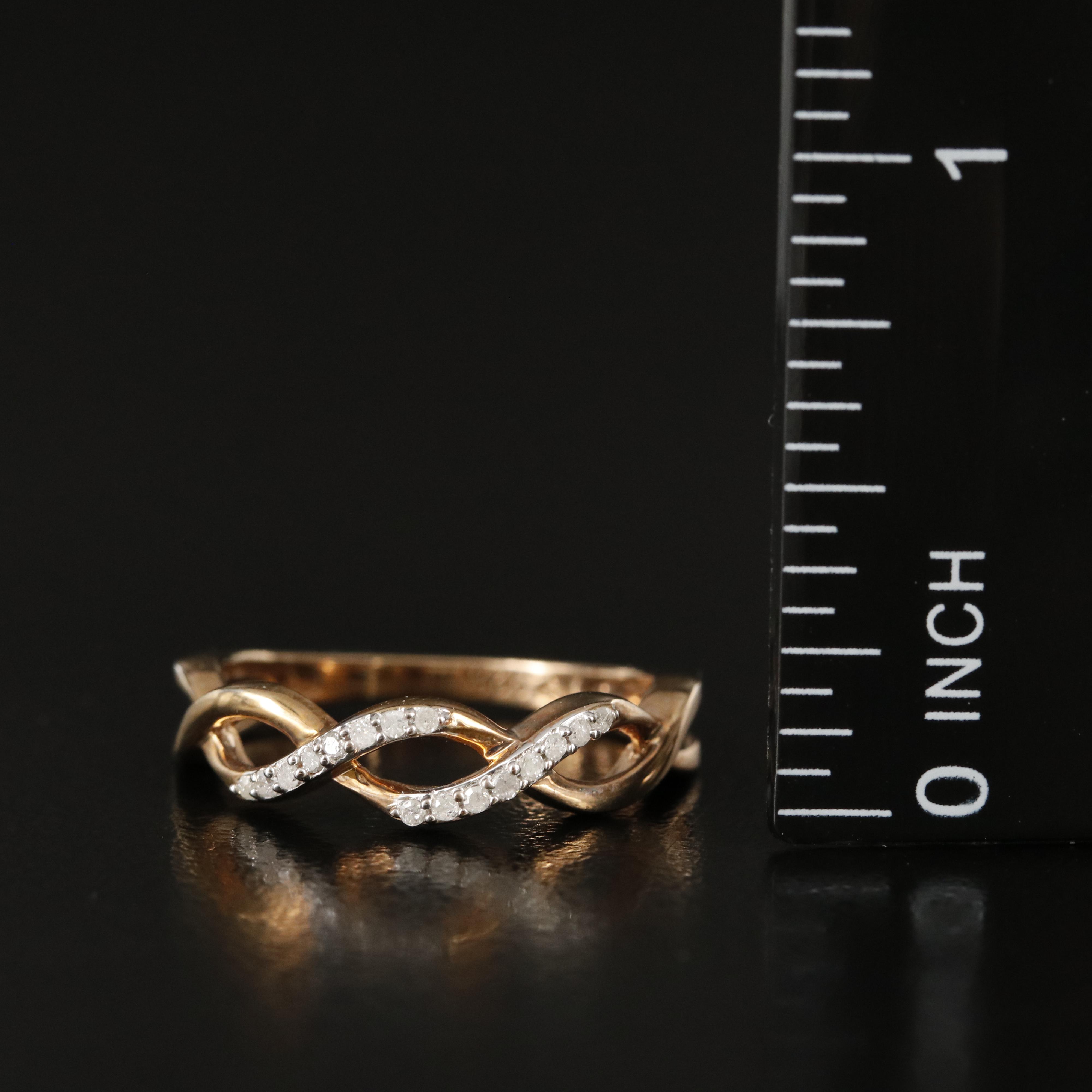 Sterling Diamond Braided Ring