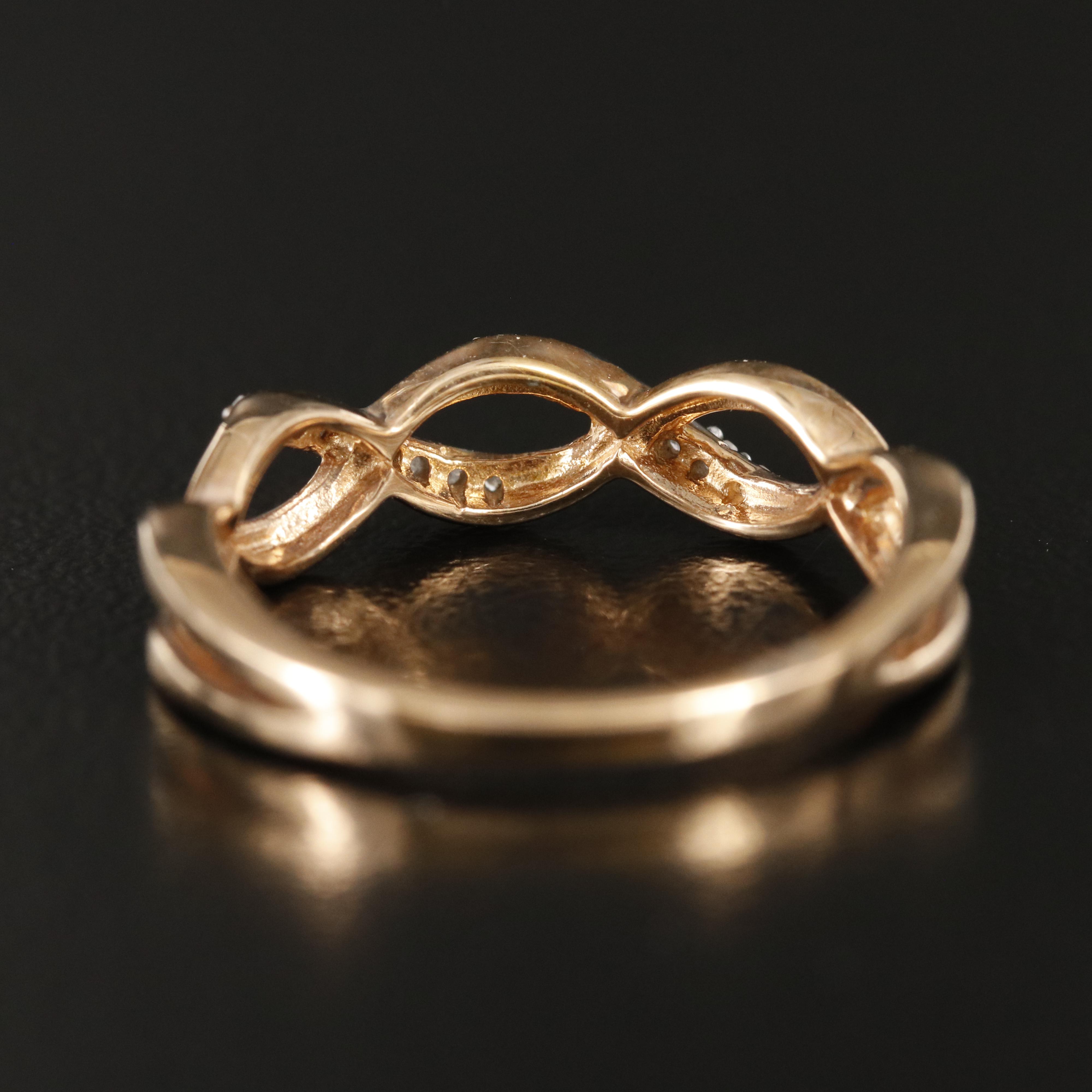 Sterling Diamond Braided Ring