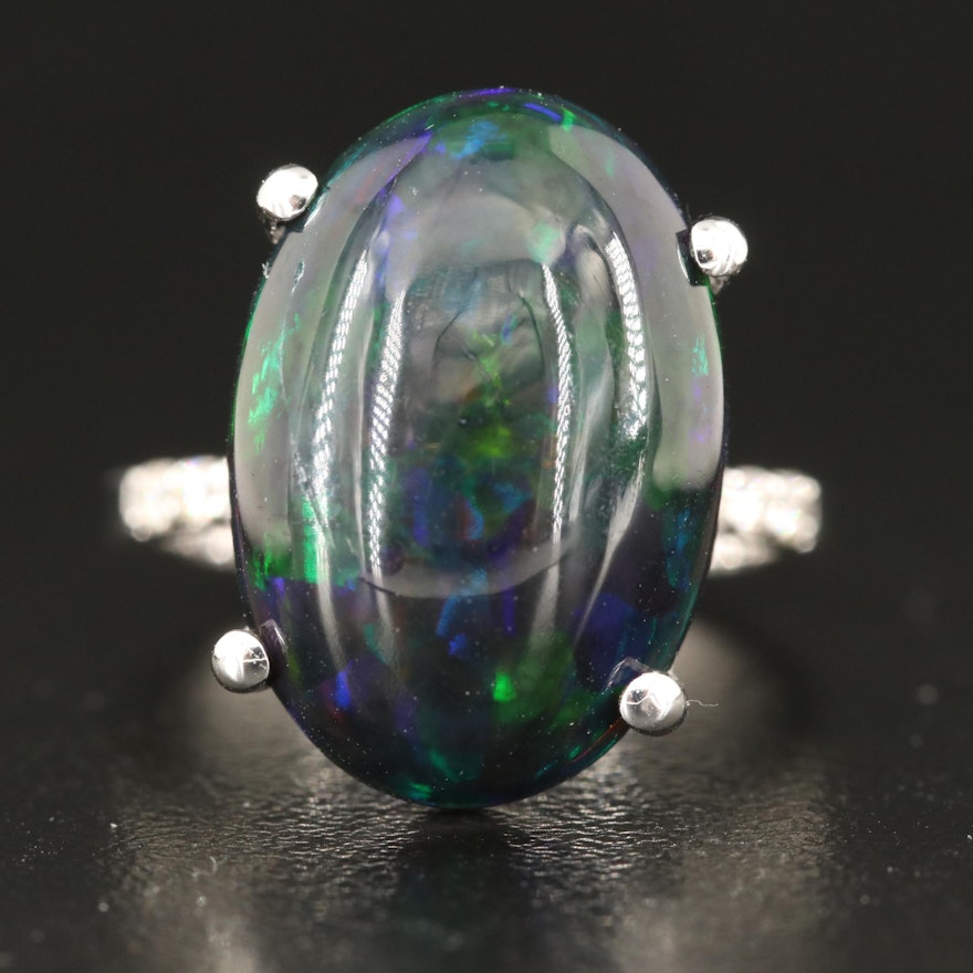14K 7.98 CT Opal and Diamond Ring