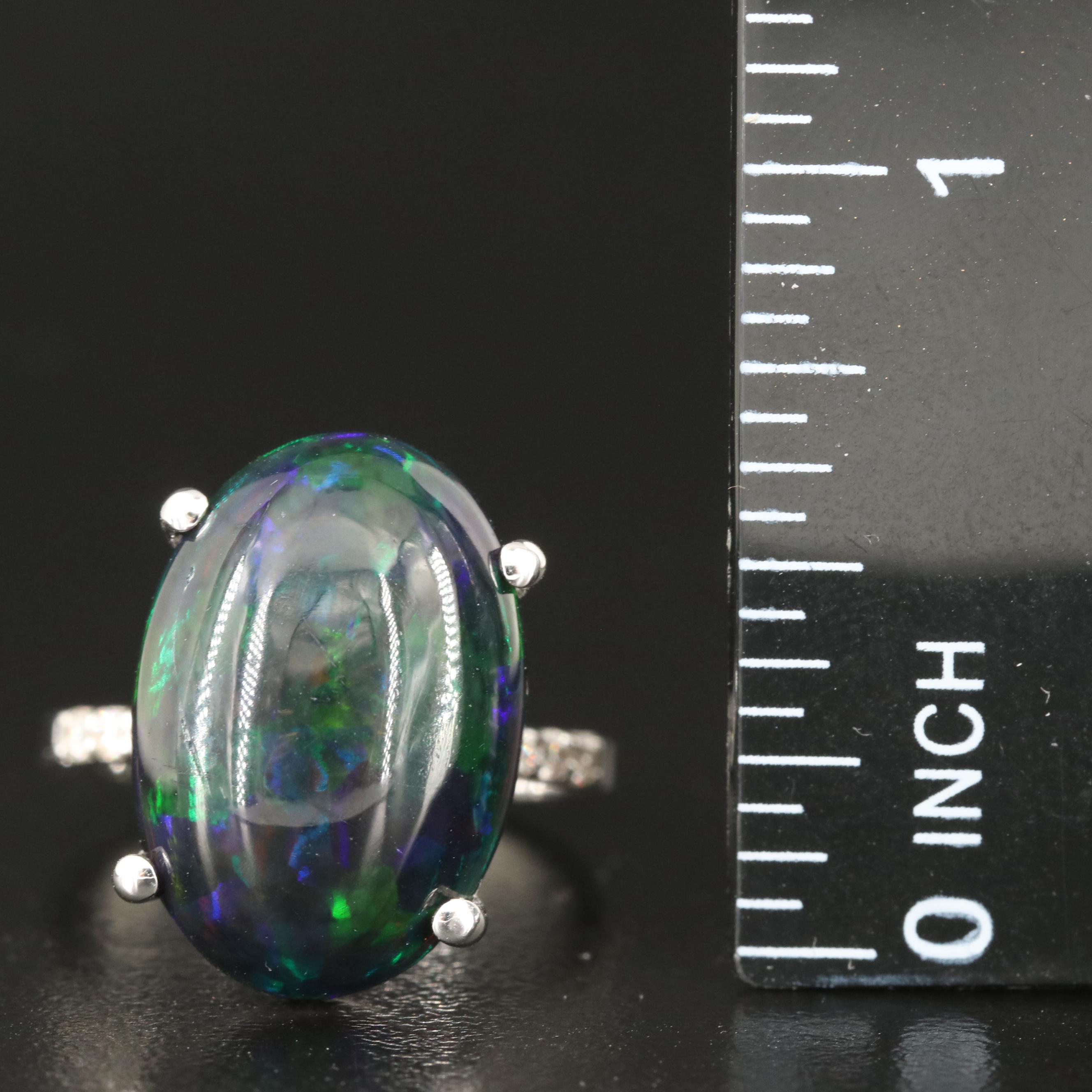 14K 7.98 CT Opal and Diamond Ring