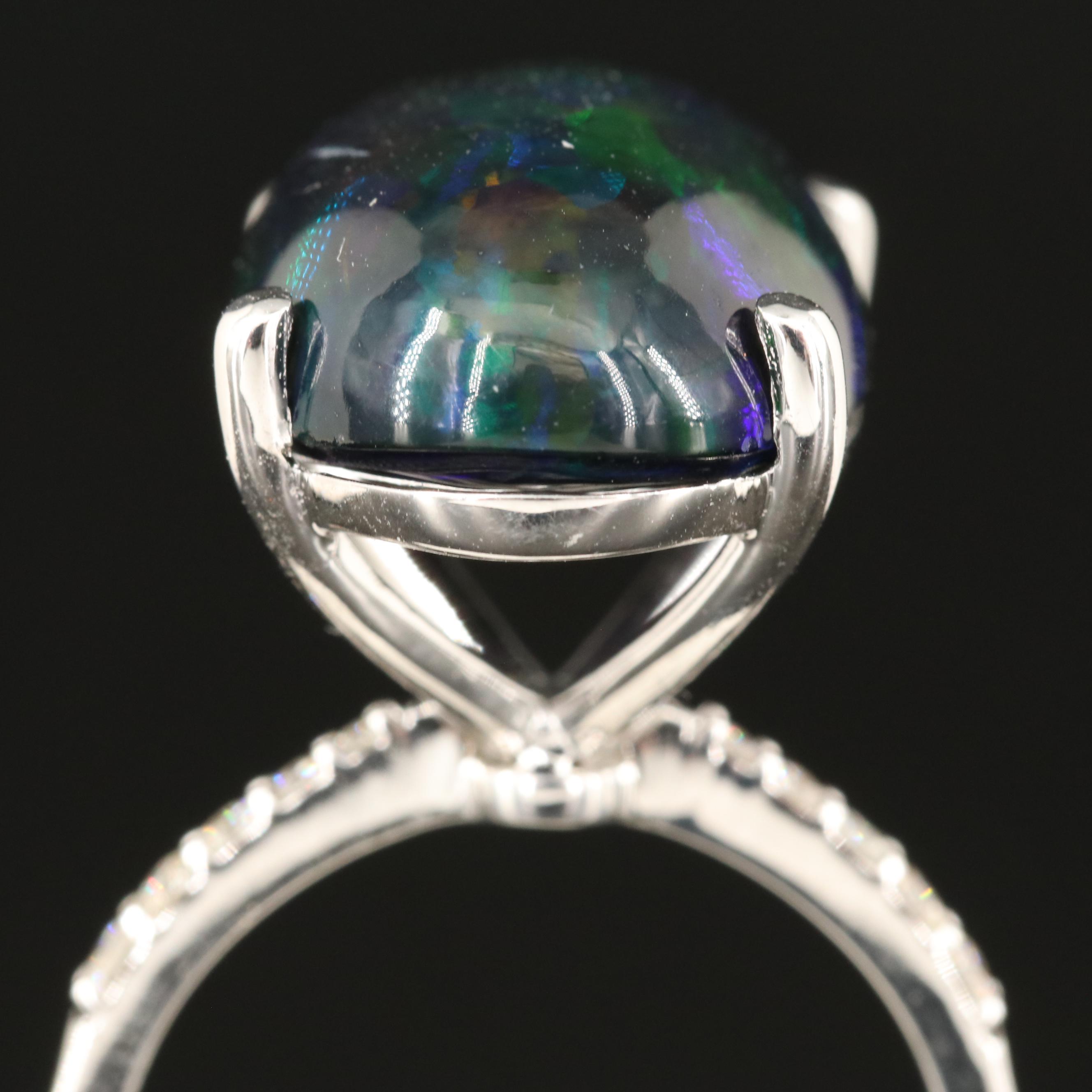14K 7.98 CT Opal and Diamond Ring