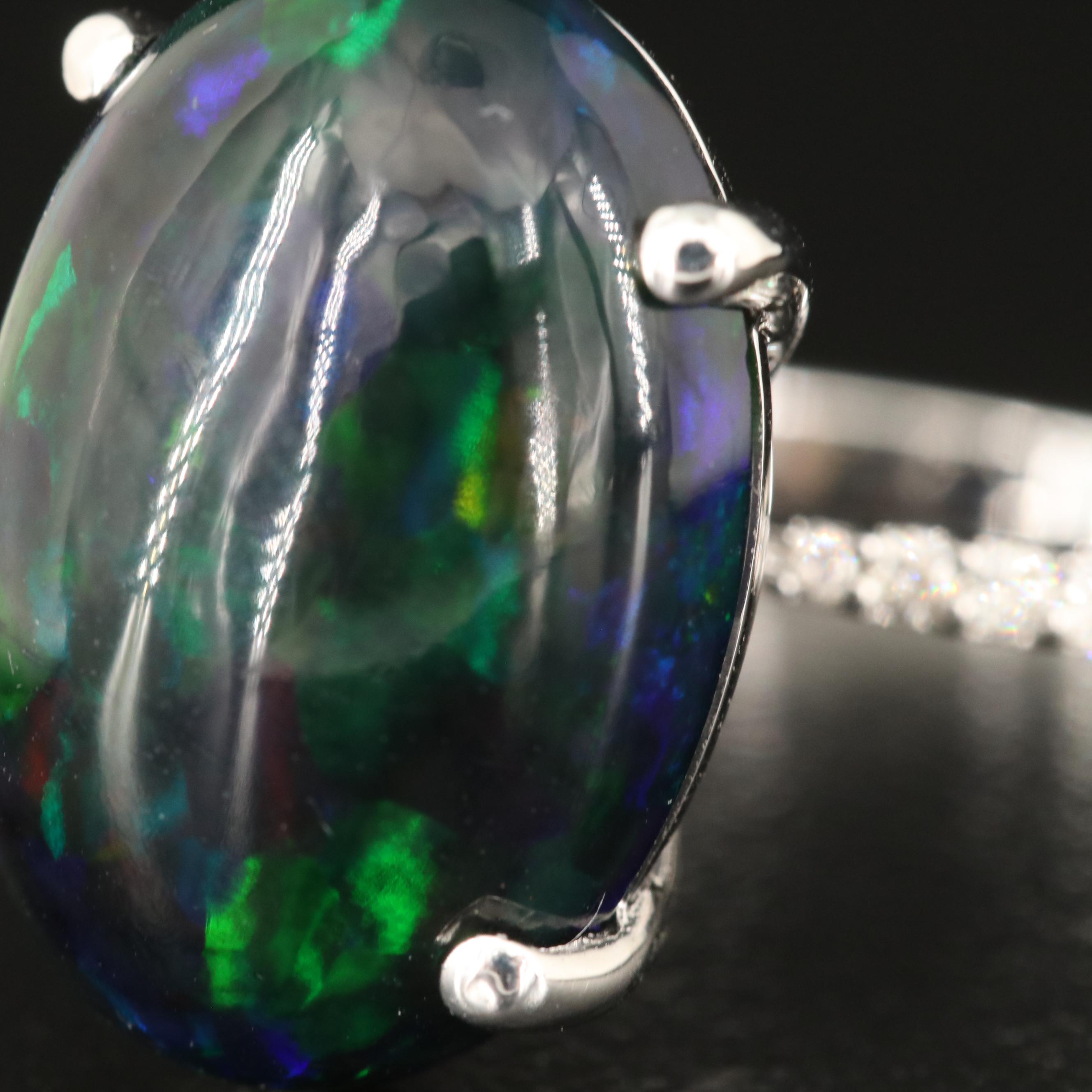 14K 7.98 CT Opal and Diamond Ring