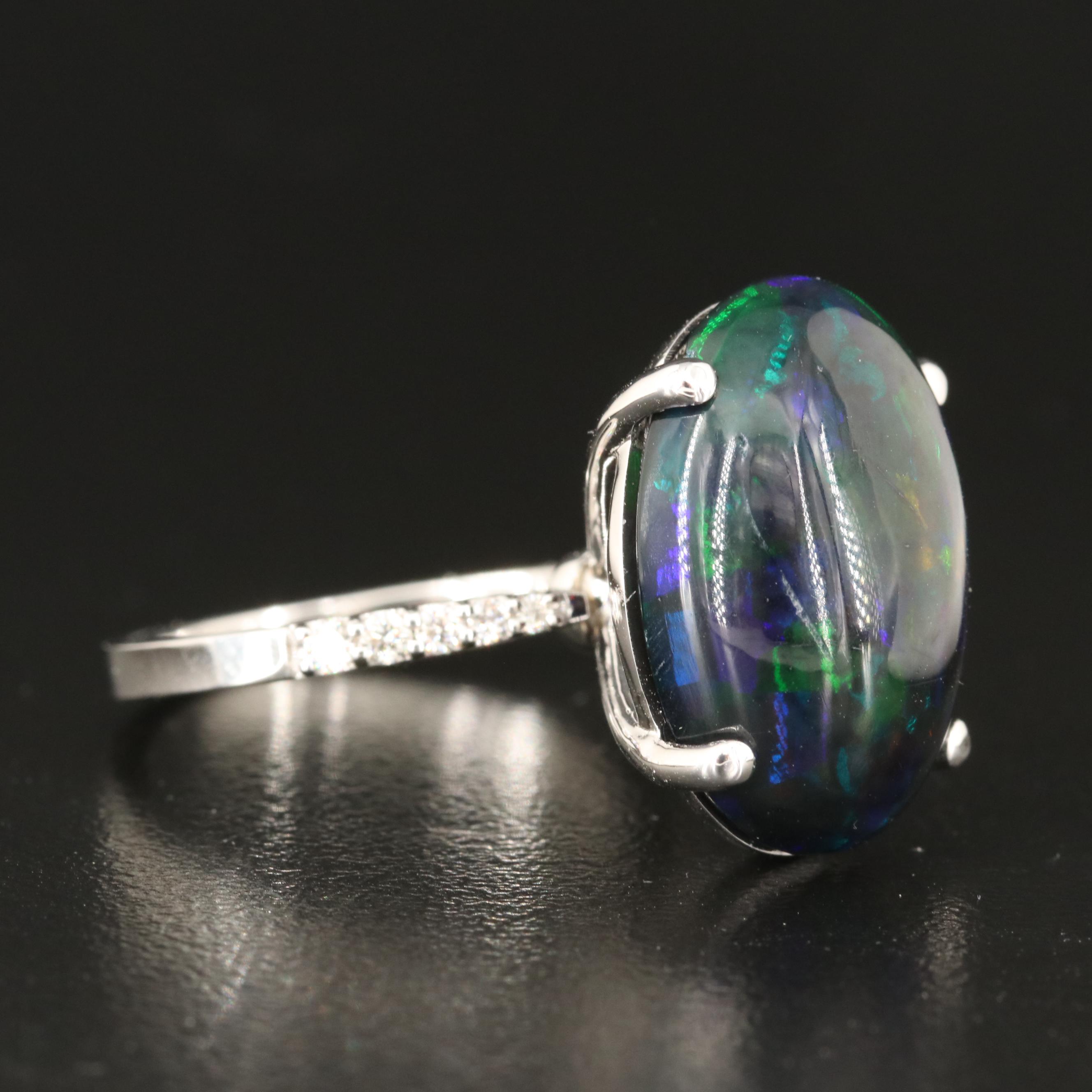 14K 7.98 CT Opal and Diamond Ring