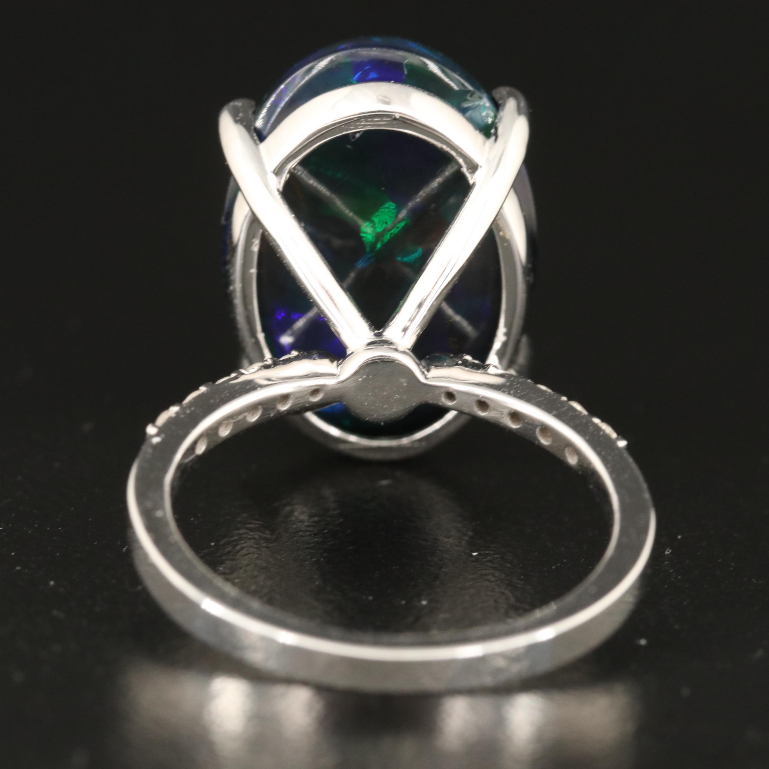 14K 7.98 CT Opal and Diamond Ring