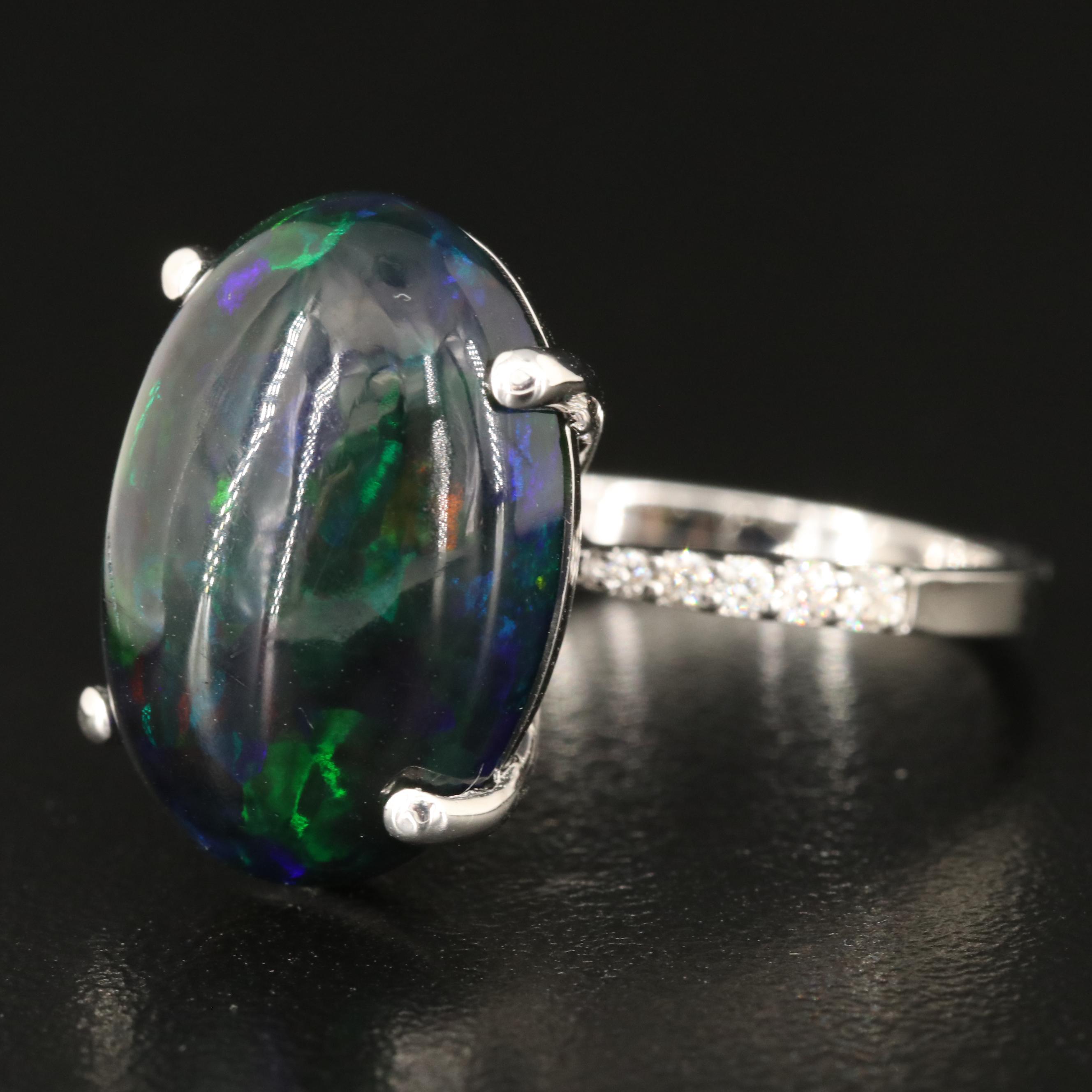 14K 7.98 CT Opal and Diamond Ring