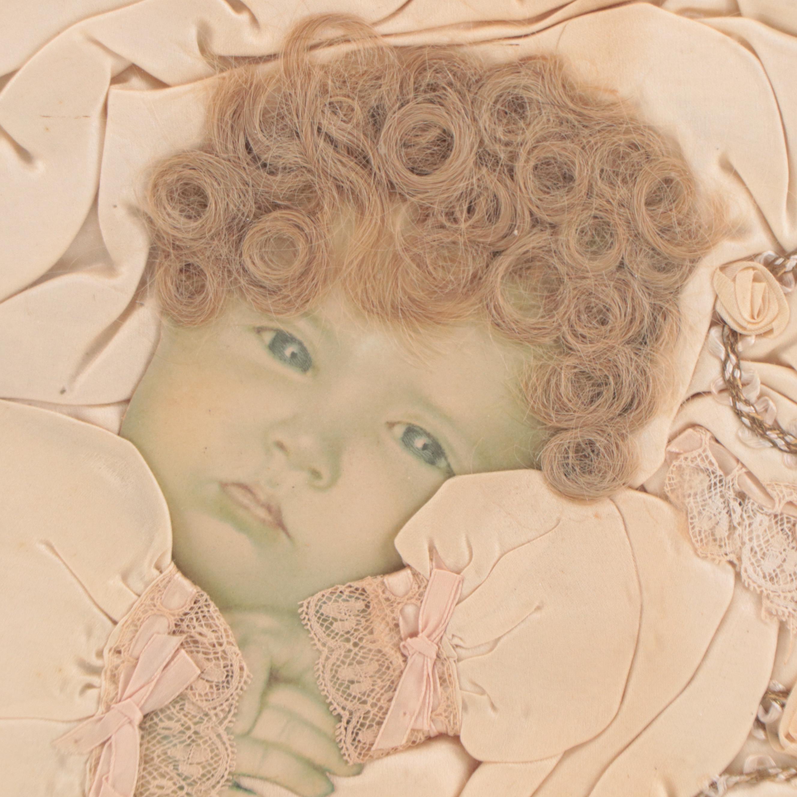 Victorian Memento Mori for Baby With Gown and Locks of Hair