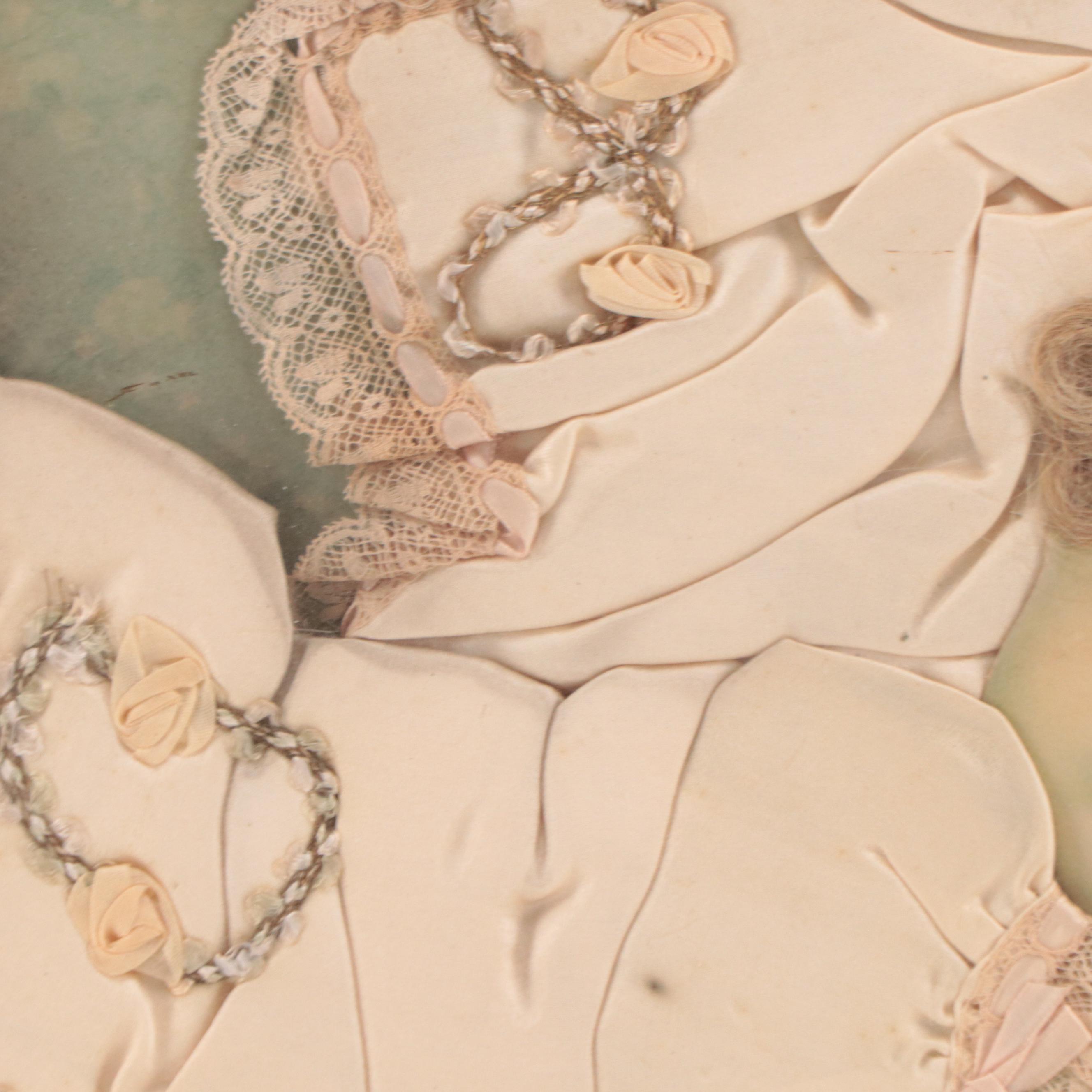 Victorian Memento Mori for Baby With Gown and Locks of Hair