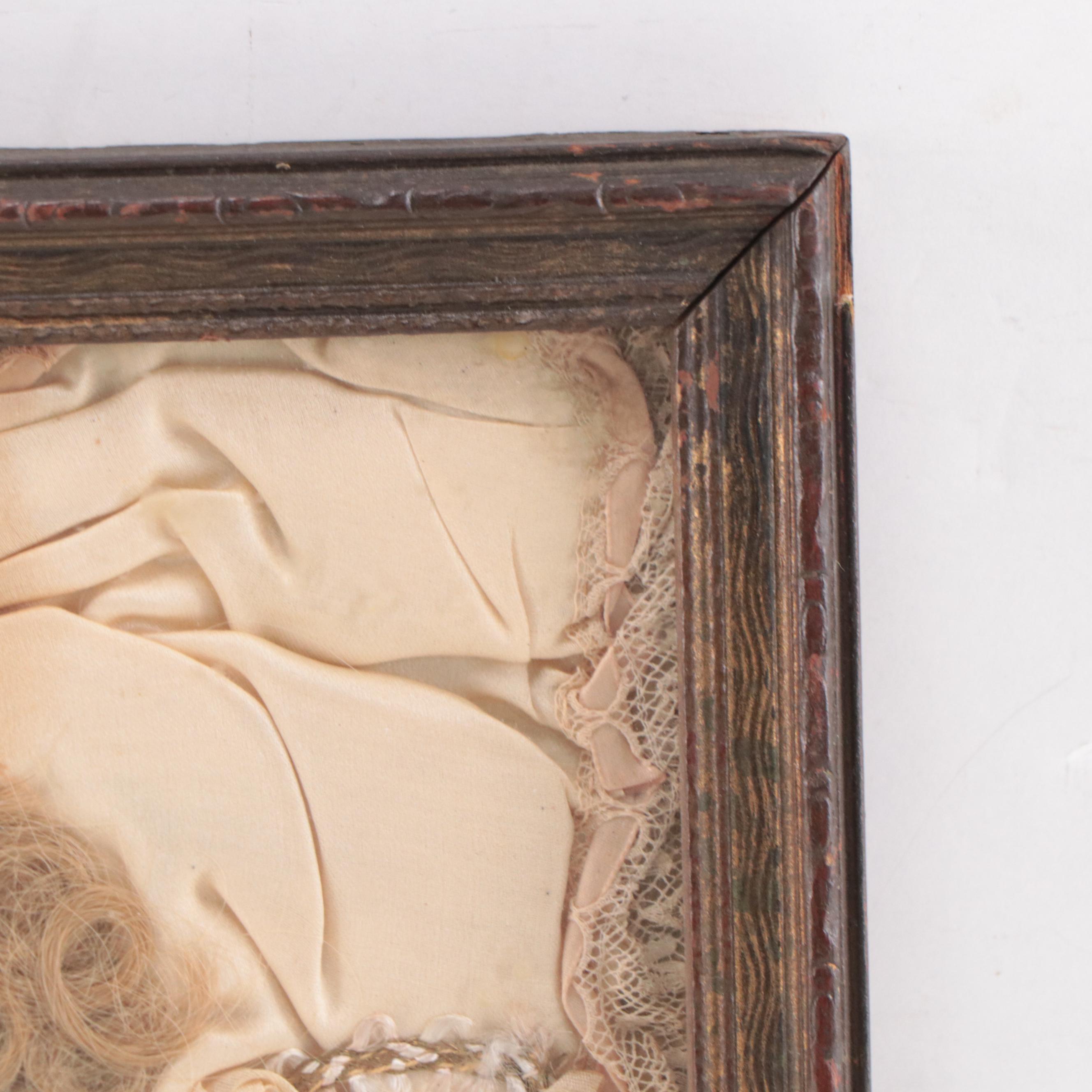 Victorian Memento Mori for Baby With Gown and Locks of Hair