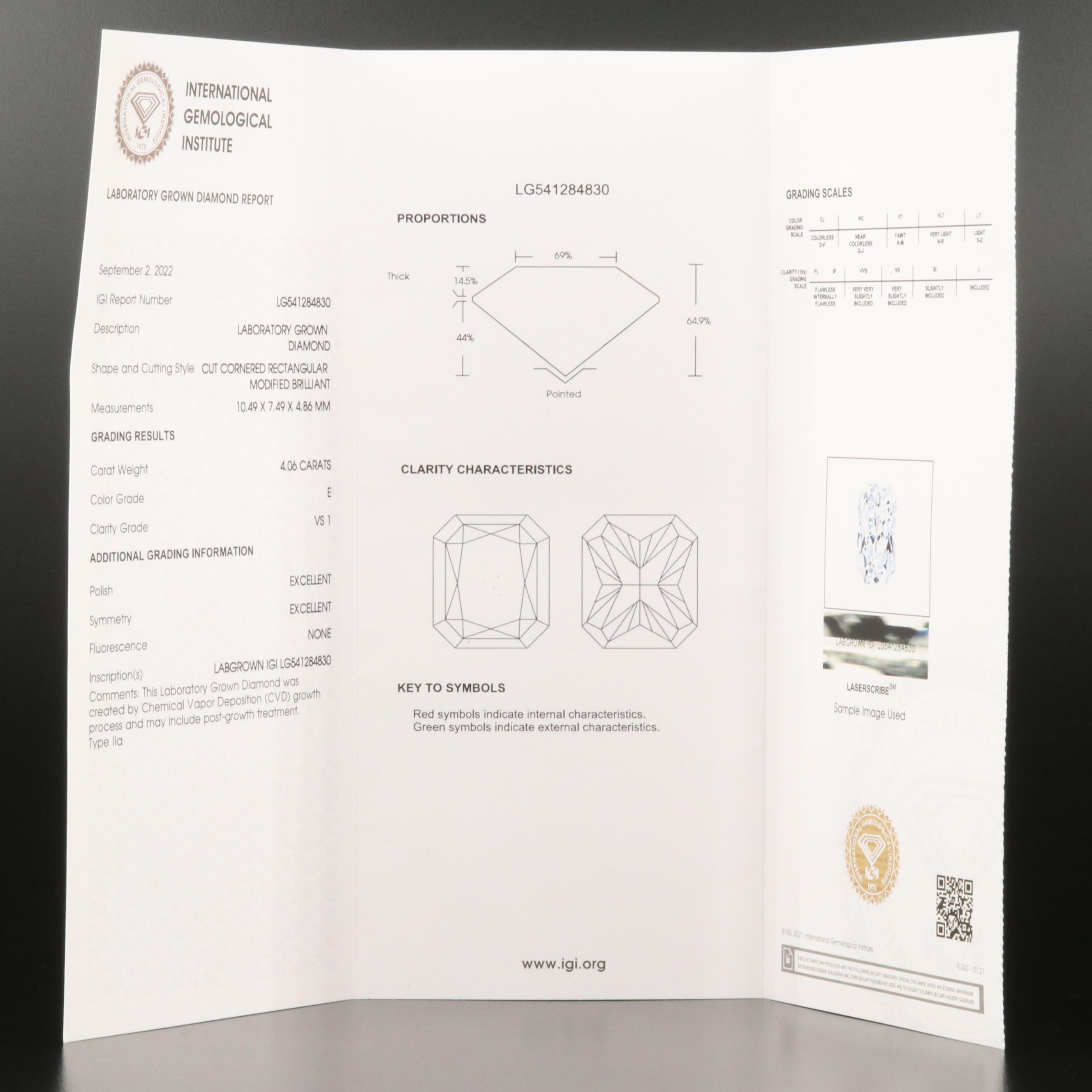14K 4.33 CTW Lab Grown Diamond Ring with IGI Report